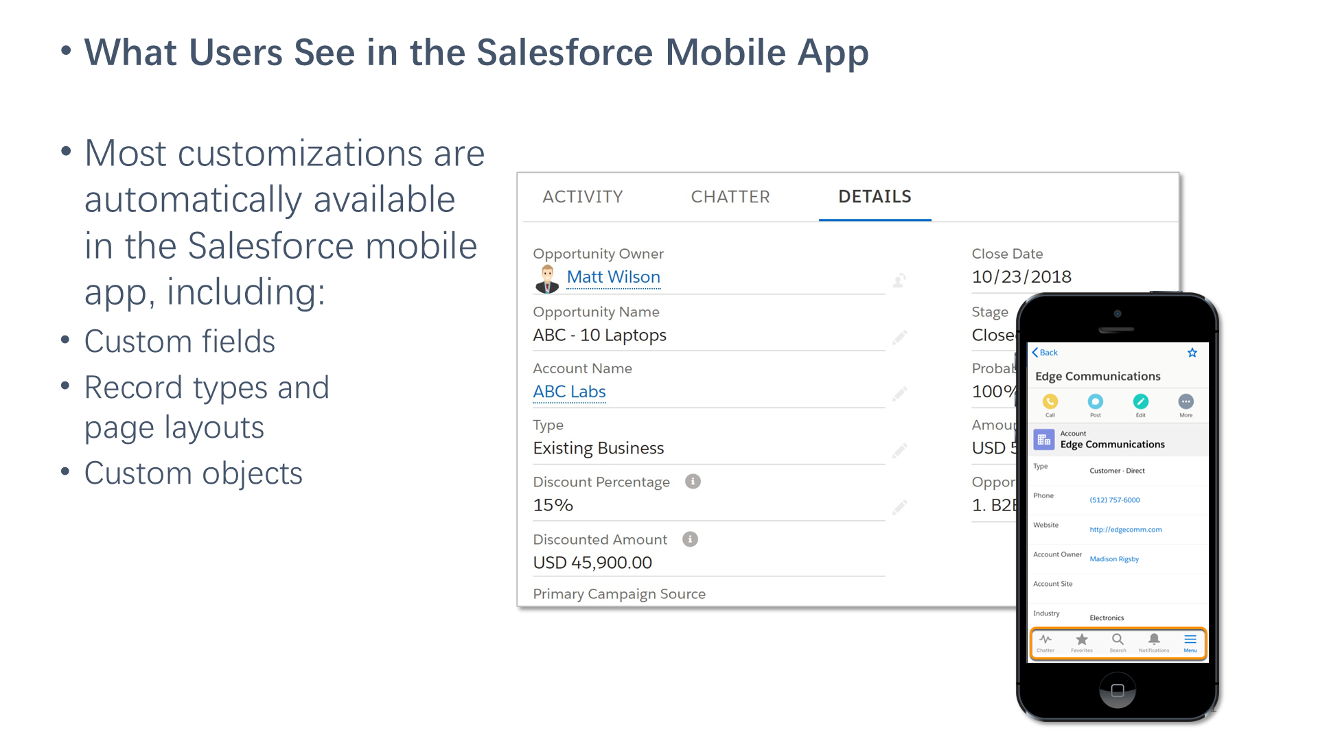 What Users See in the Salesforce Mobile App