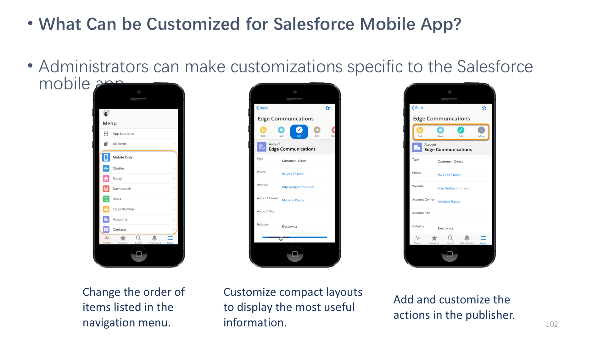 What Can be Customized for Salesforce Mobile App?
