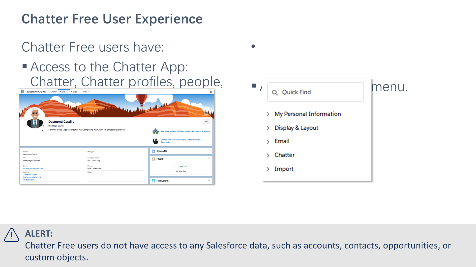 Chatter Free User Experience