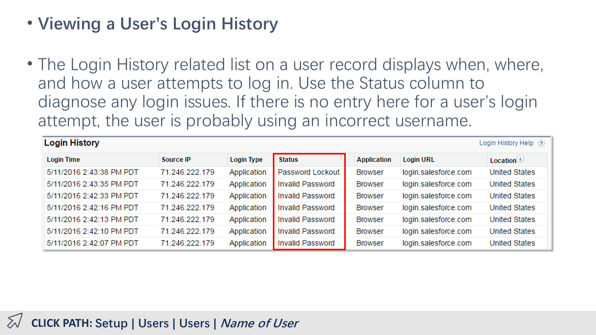 Viewing a User’s Login History
