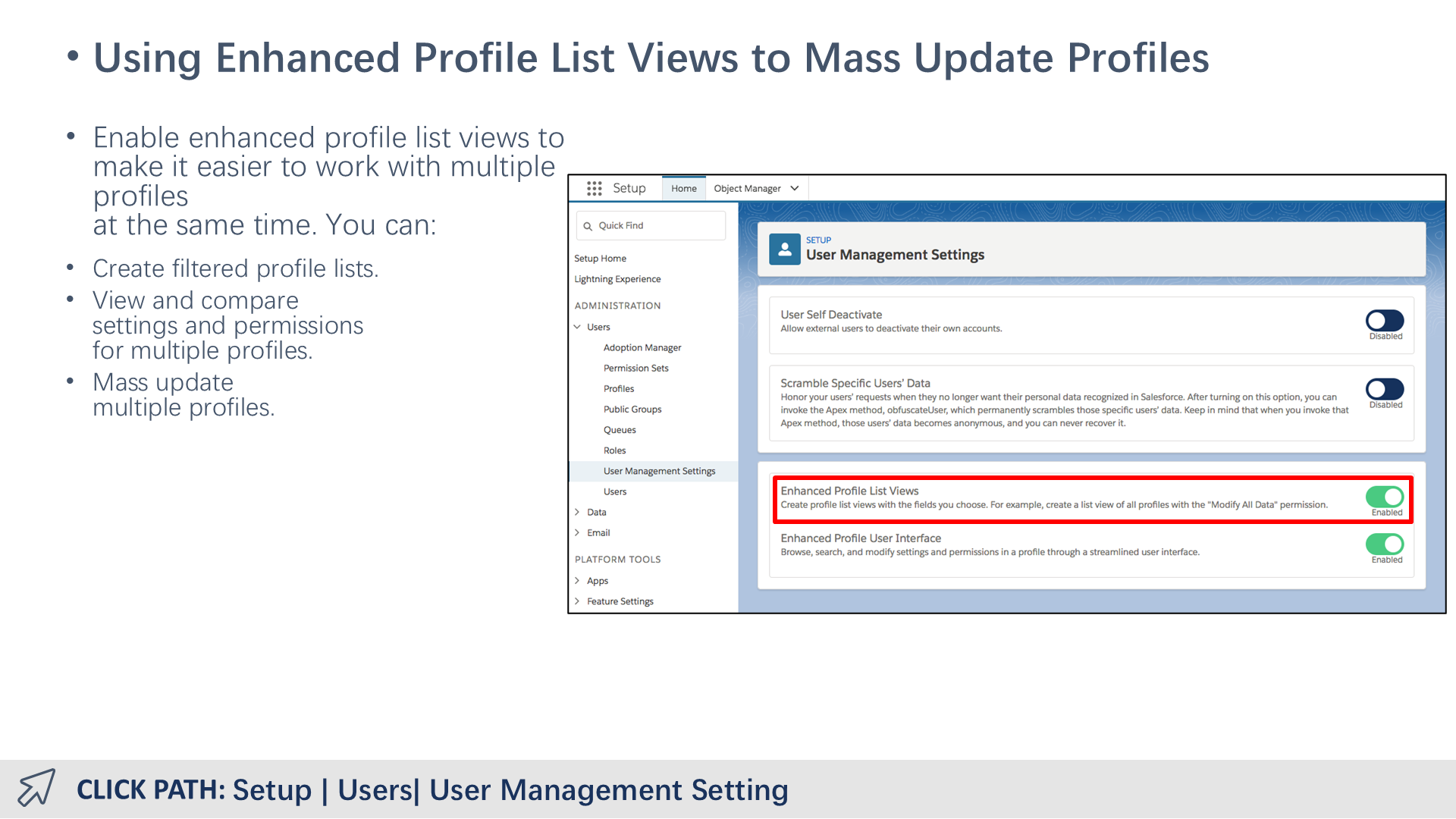 Using Enhanced Profile List Views to Mass Update Profiles