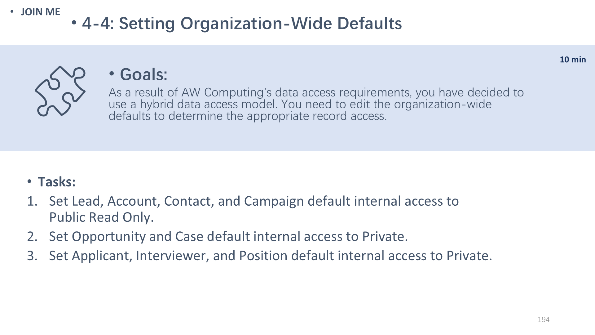 4-4: Setting Organization-Wide Defaults
