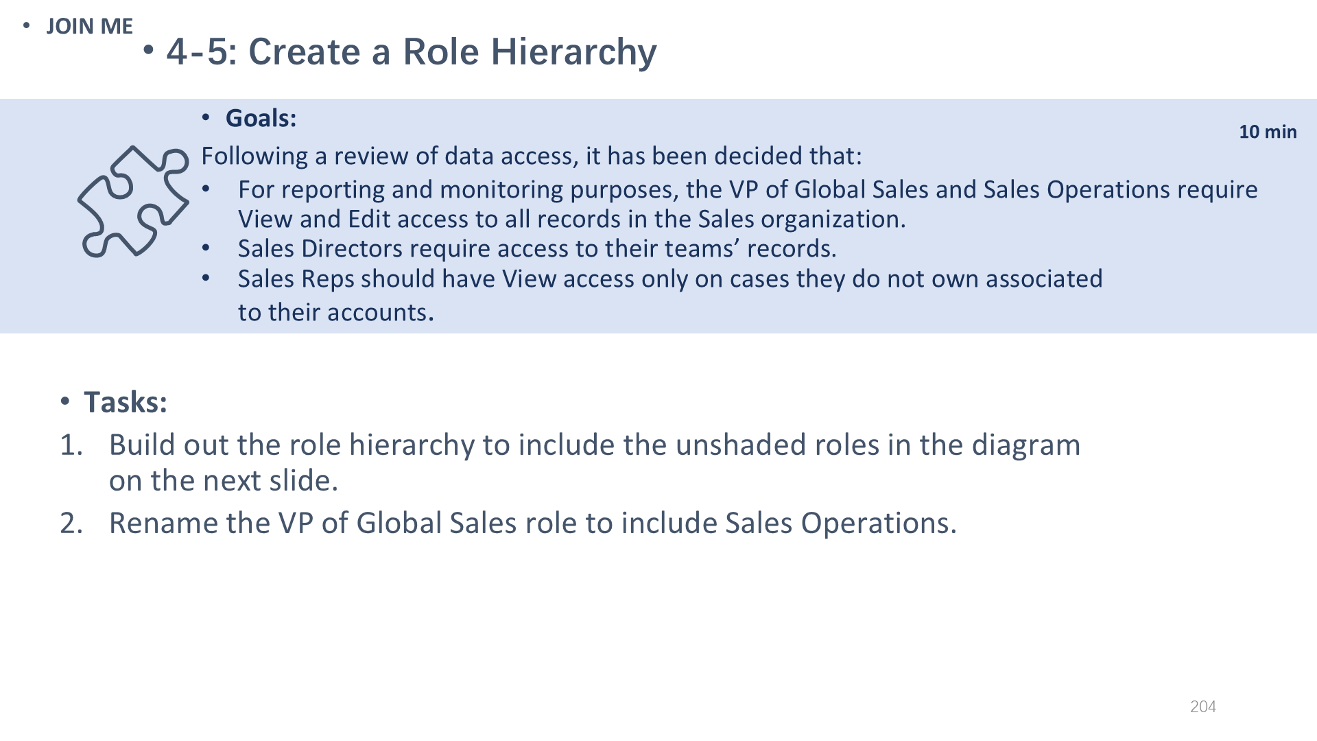 4-5: Create a Role Hierarchy