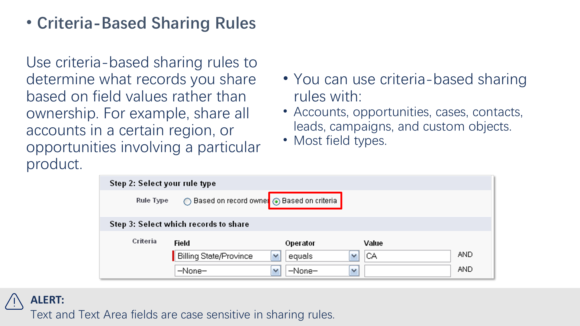 Criteria-Based Sharing Rules