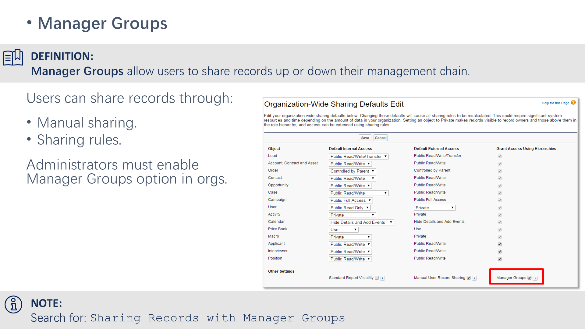 Manager Groups