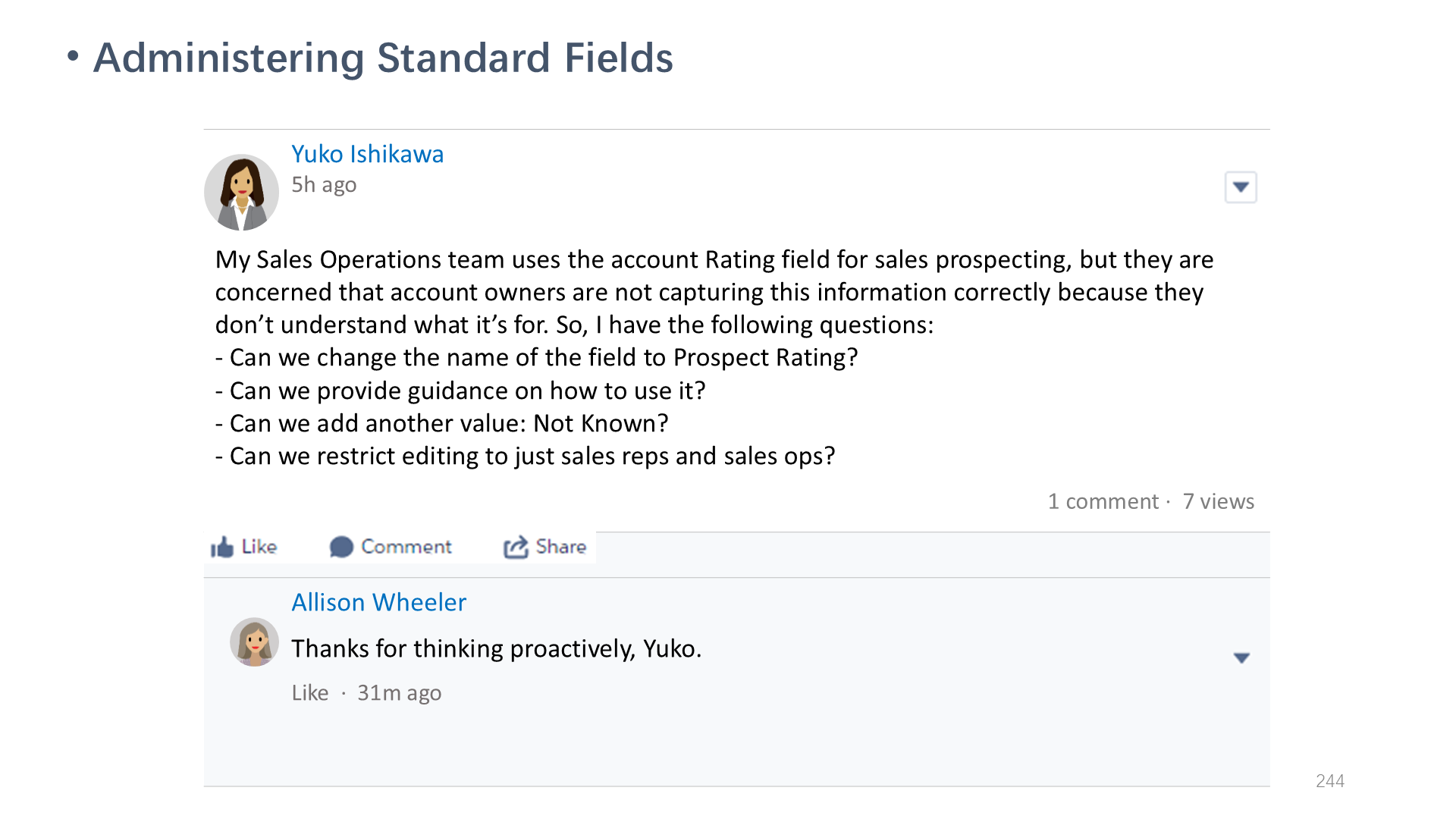 Administering Standard Fields