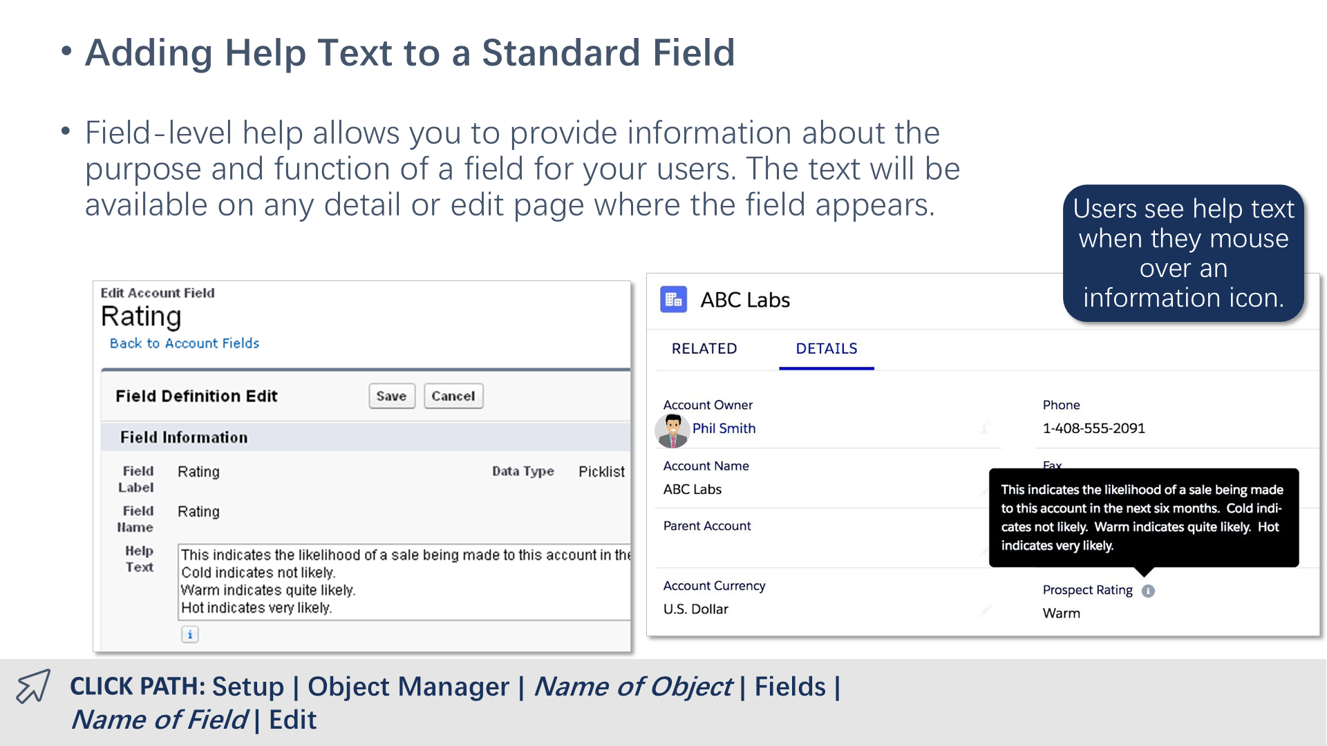 Adding Help Text to a Standard Field