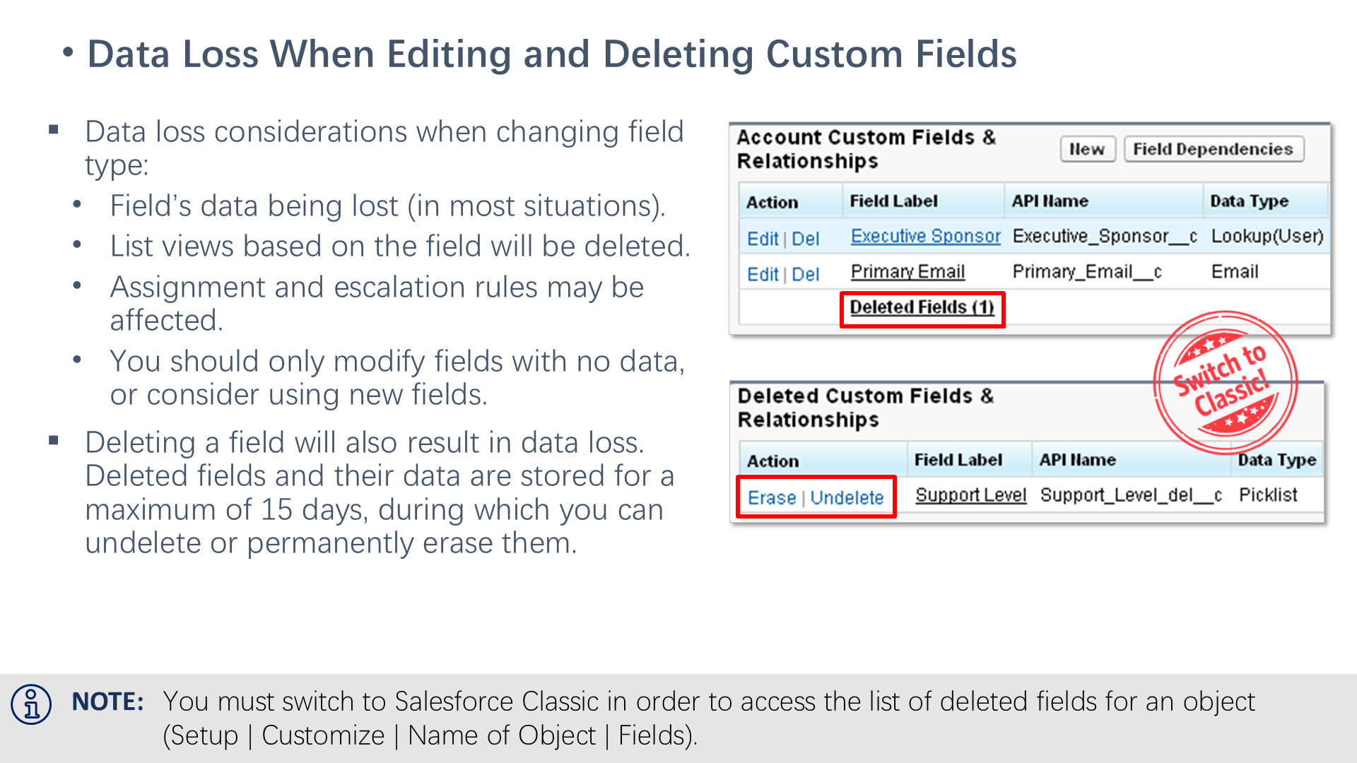 Data Loss When Editing and Deleting Custom Fields