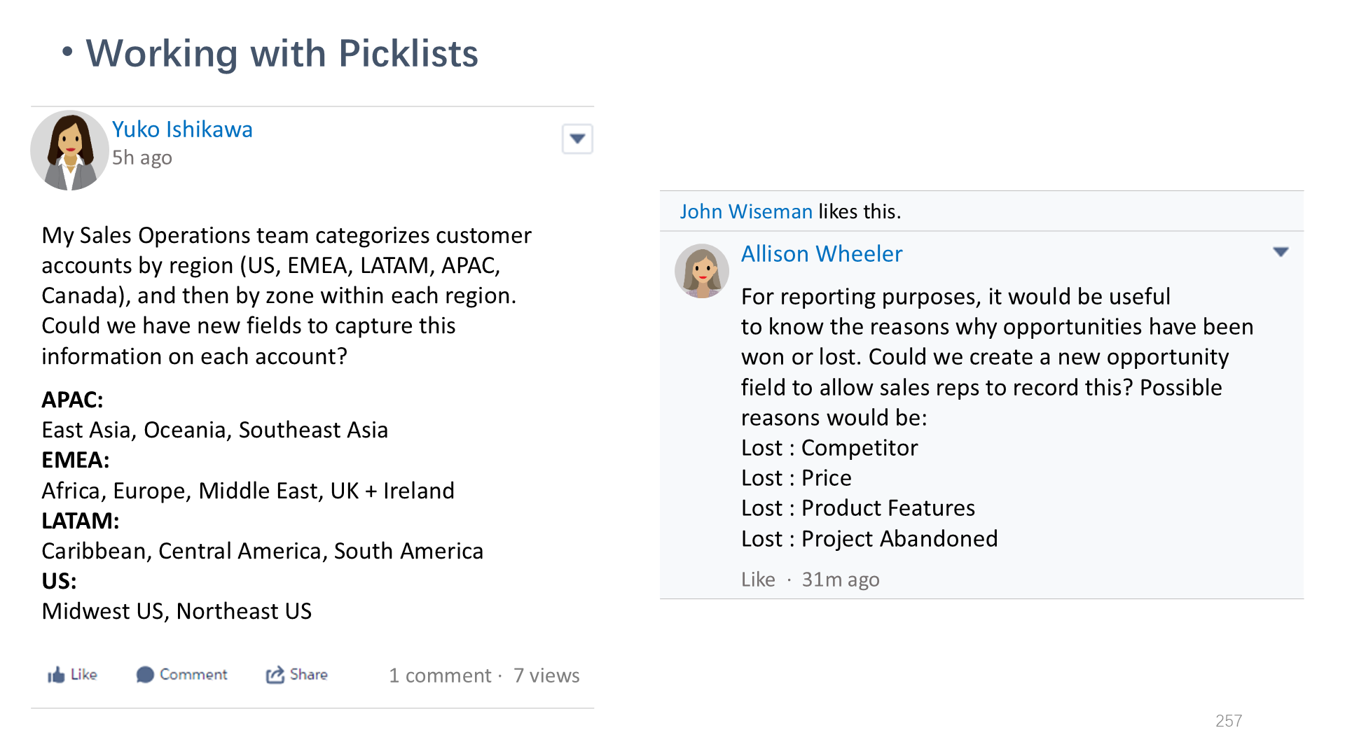 Working with Picklists