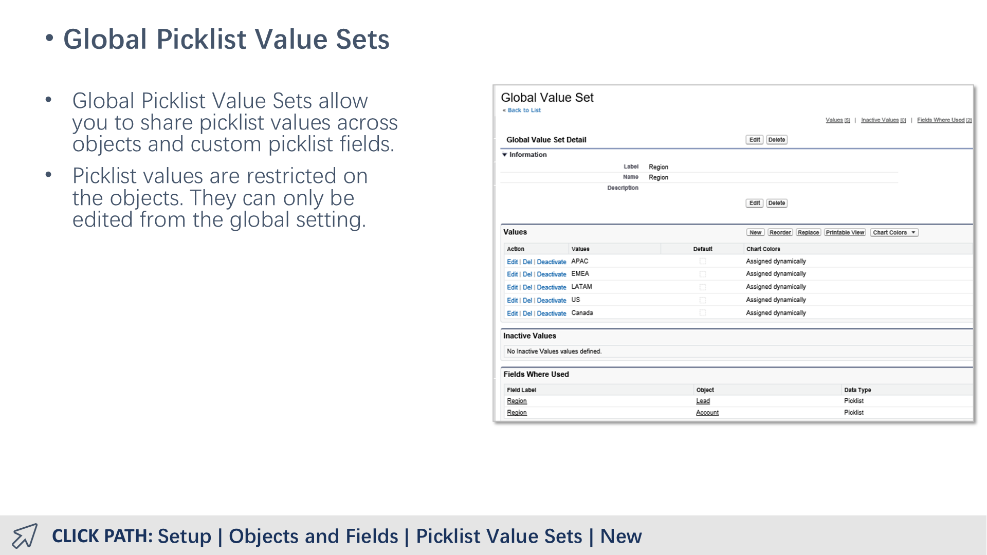 Global Picklist Value Sets