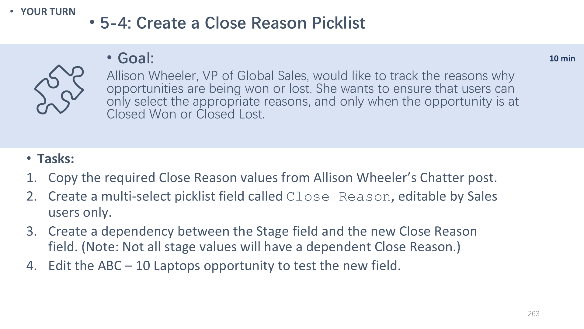 5-4: Create a Close Reason Picklist