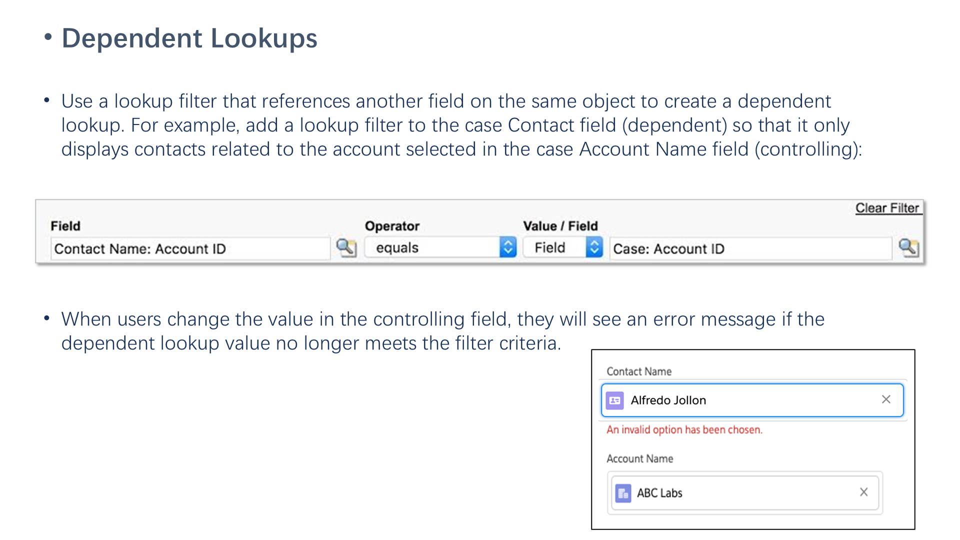 Dependent Lookups