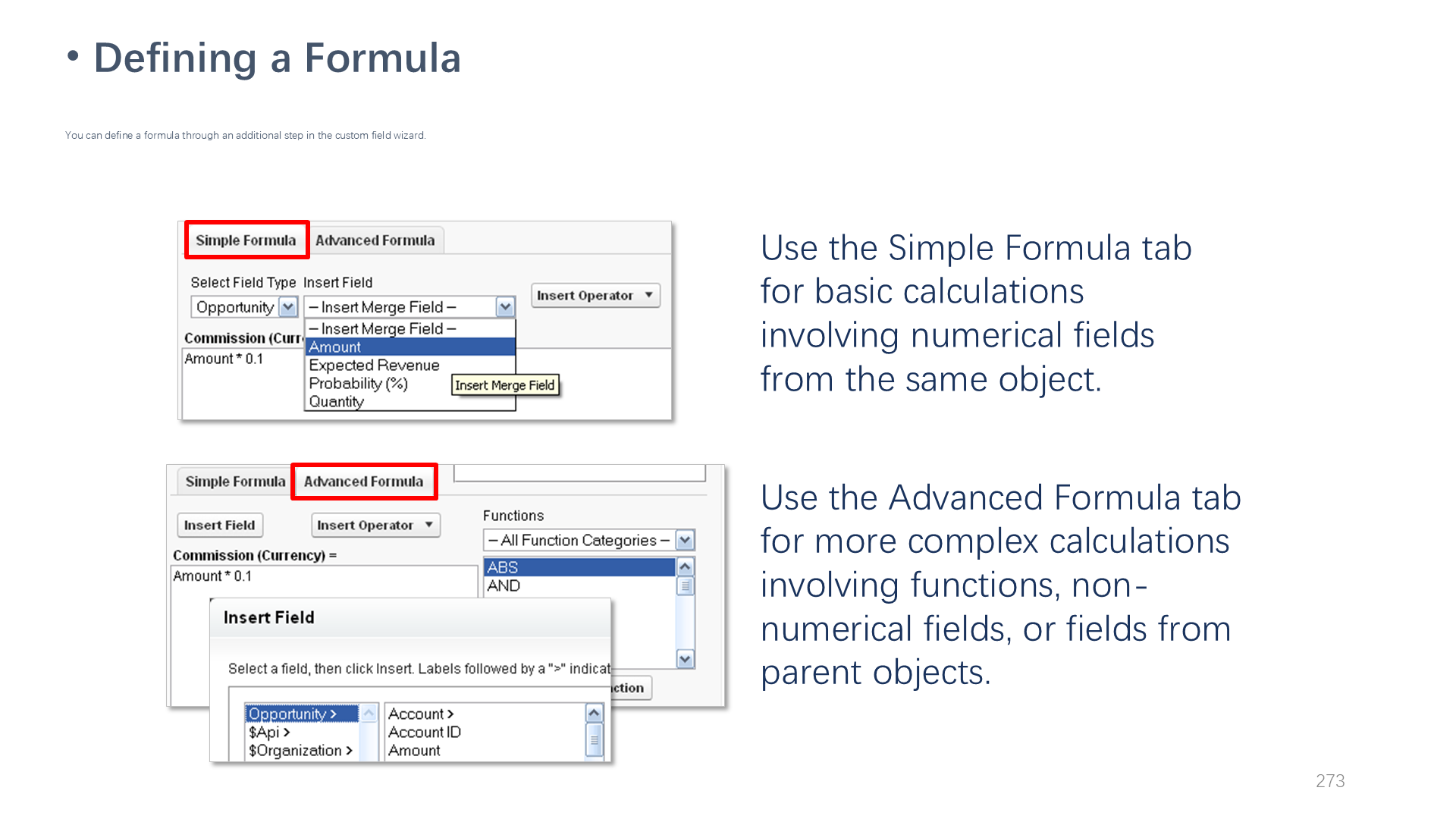Defining a Formula