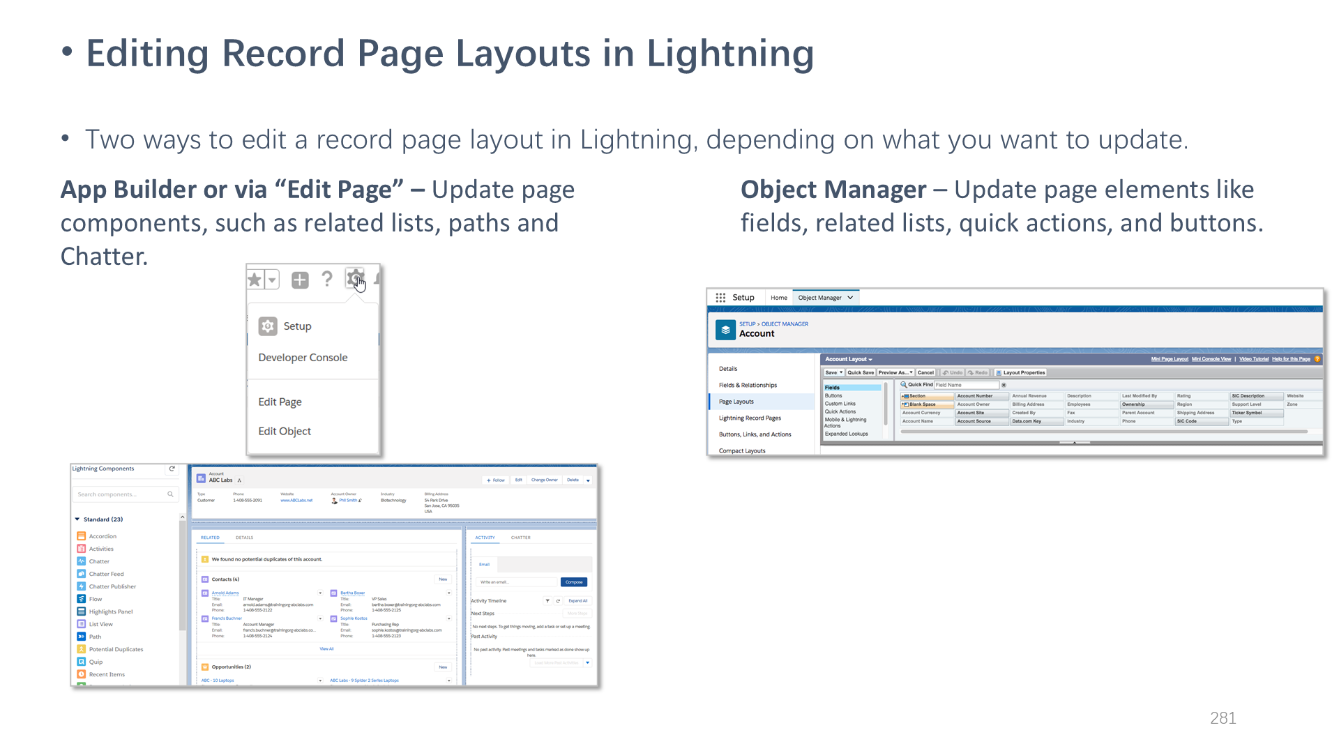 Editing Record Page Layouts in Lightning