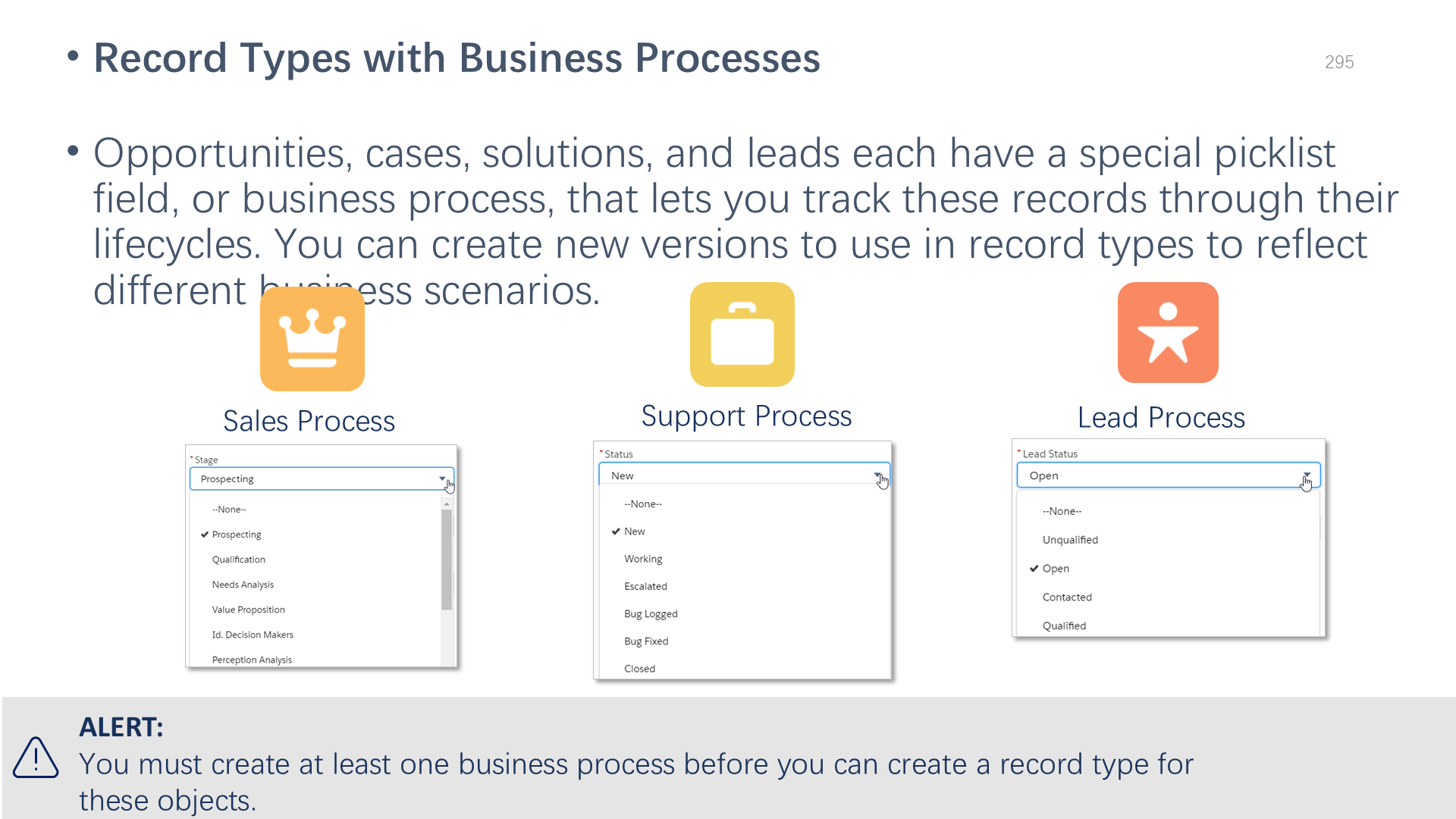 Record Types with Business Processes