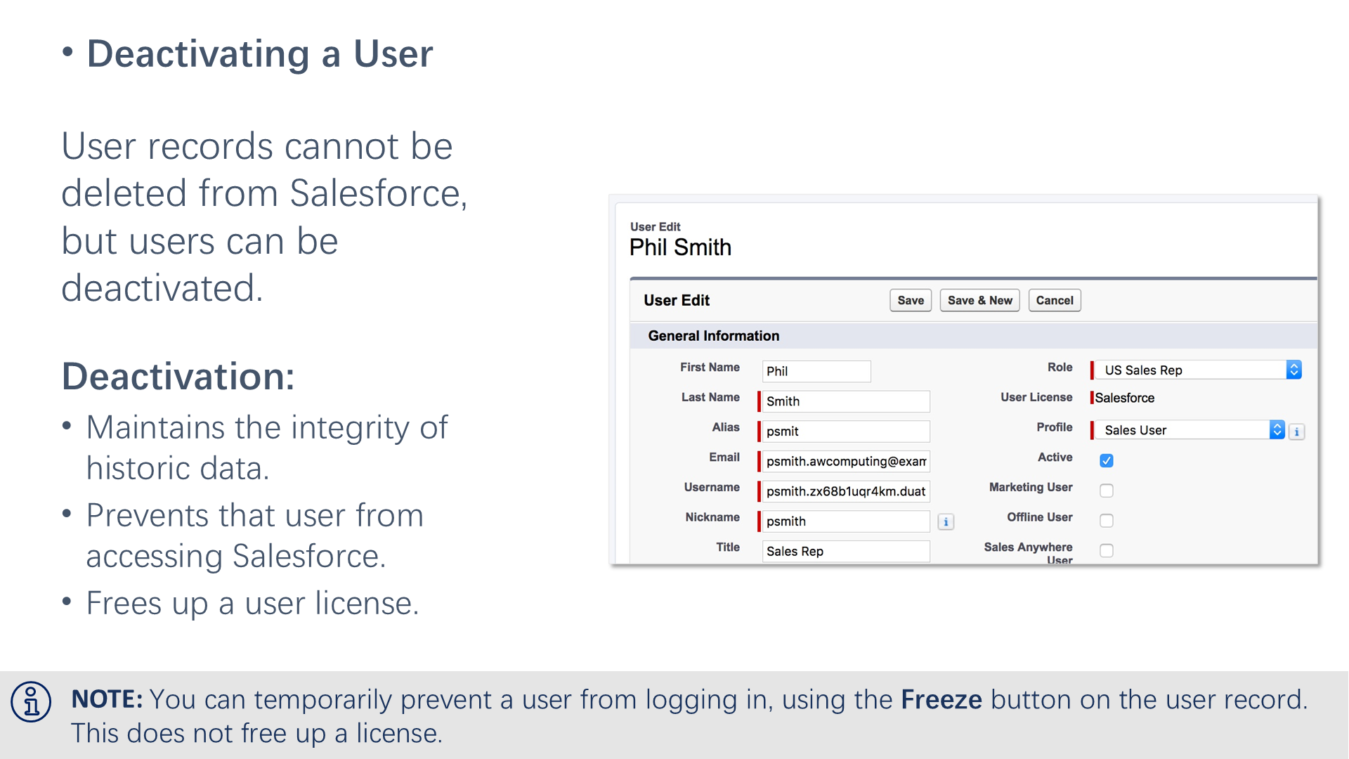Deactivating a User