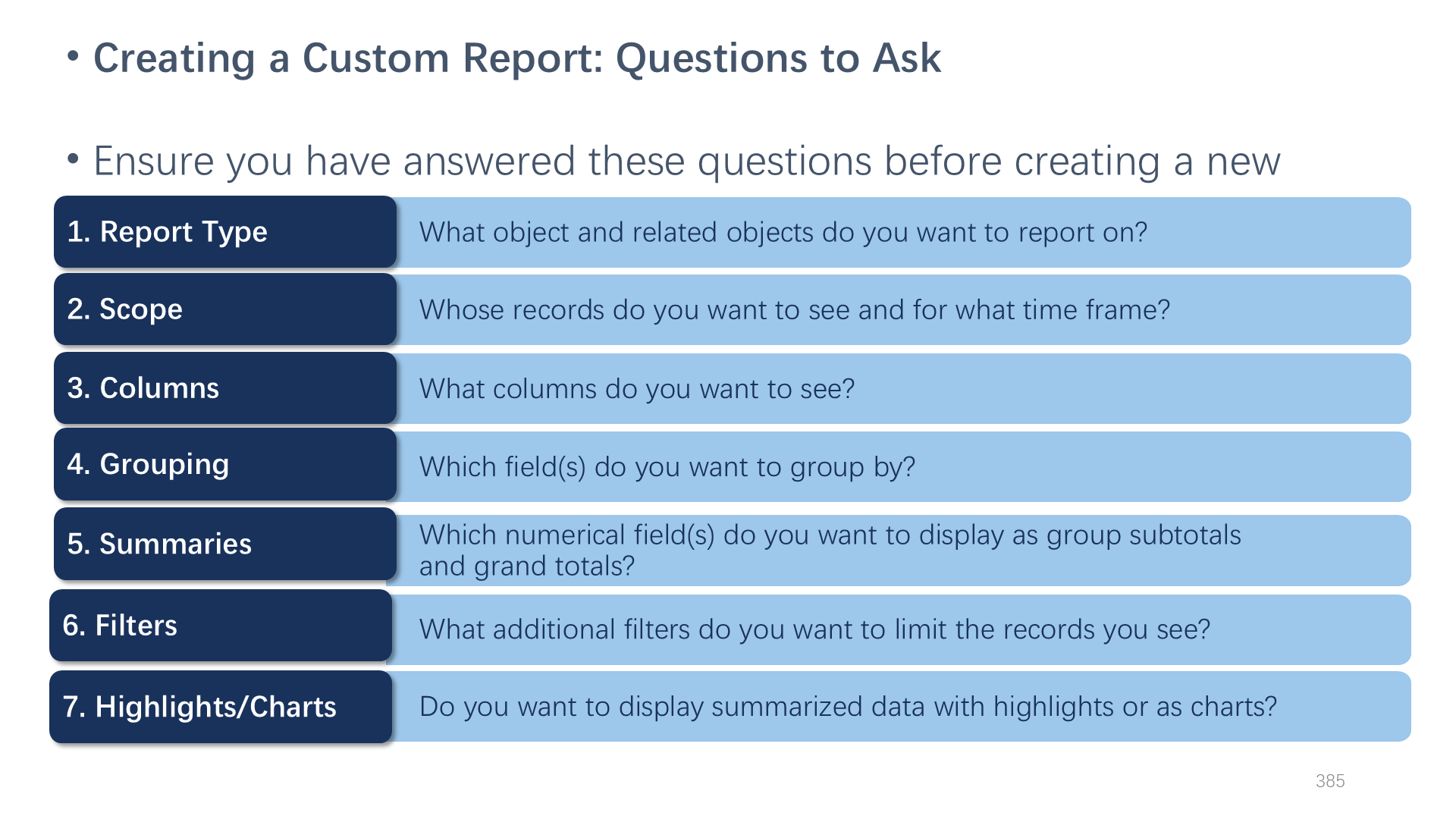 Creating a Custom Report: Questions to Ask