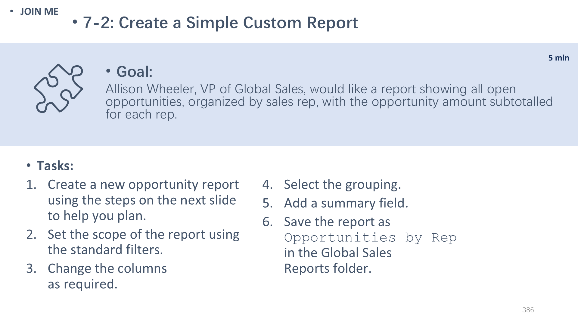 7-2: Create a Simple Custom Report