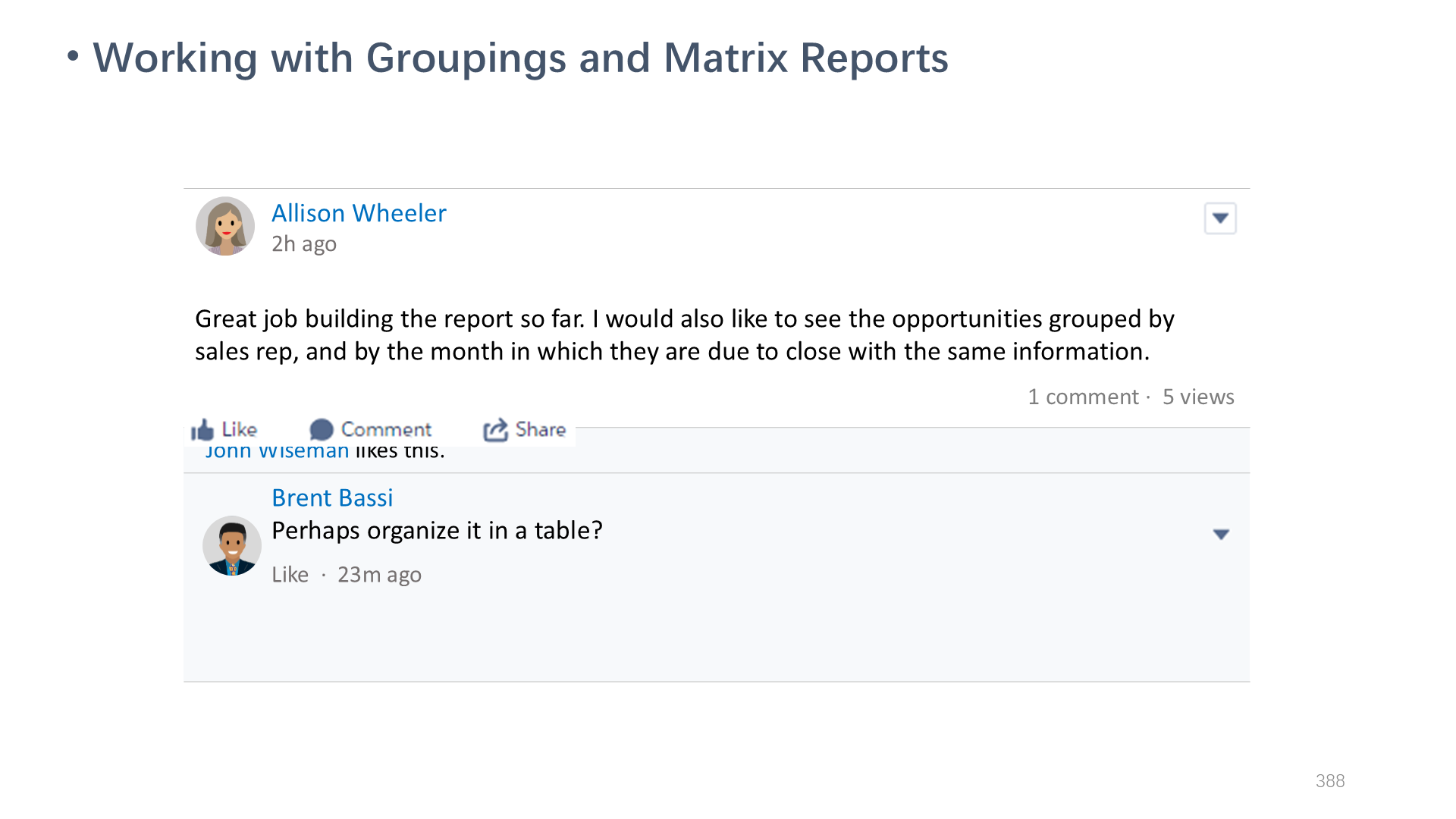 Working with Groupings and Matrix Reports