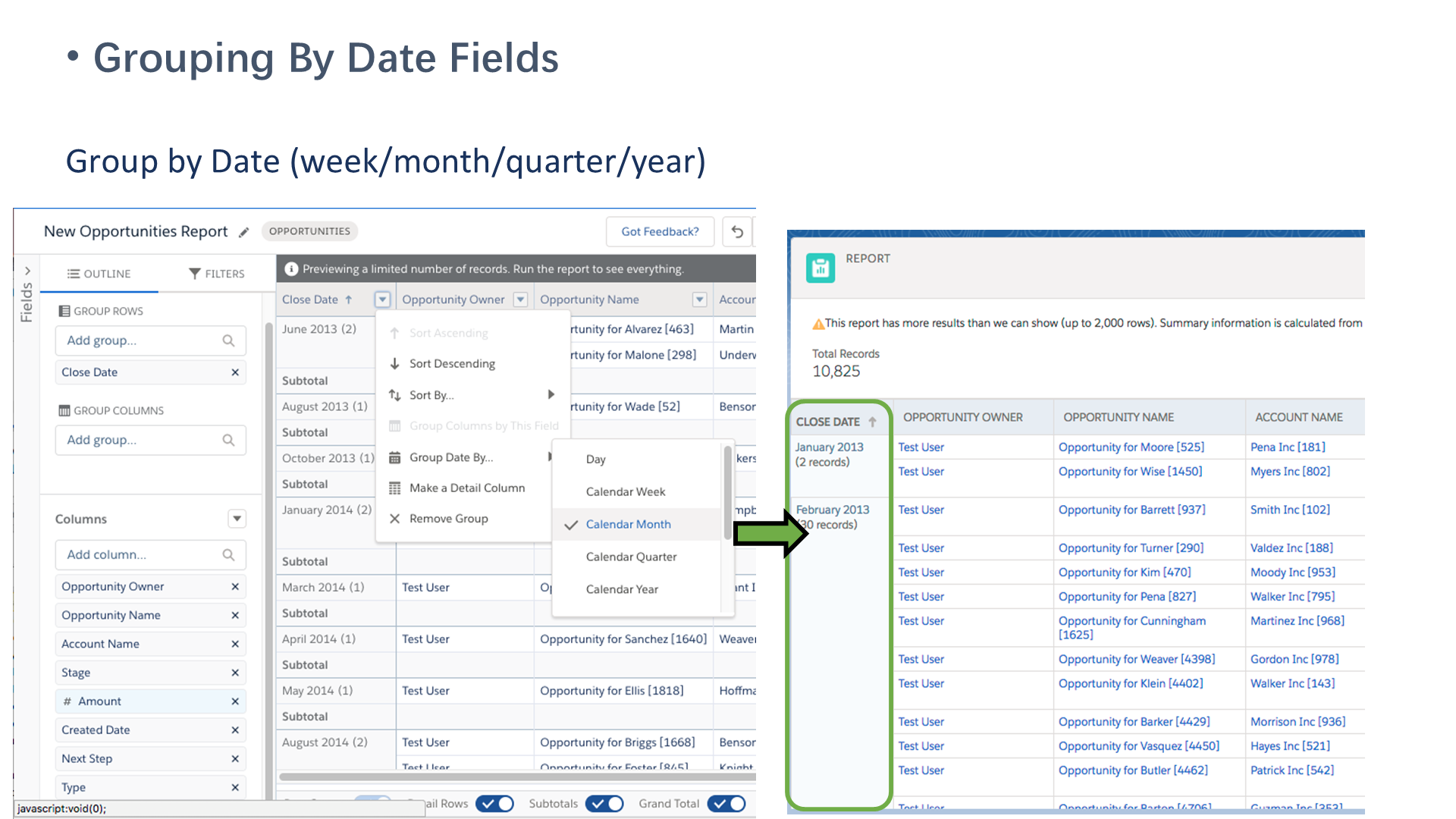 Grouping By Date Fields
