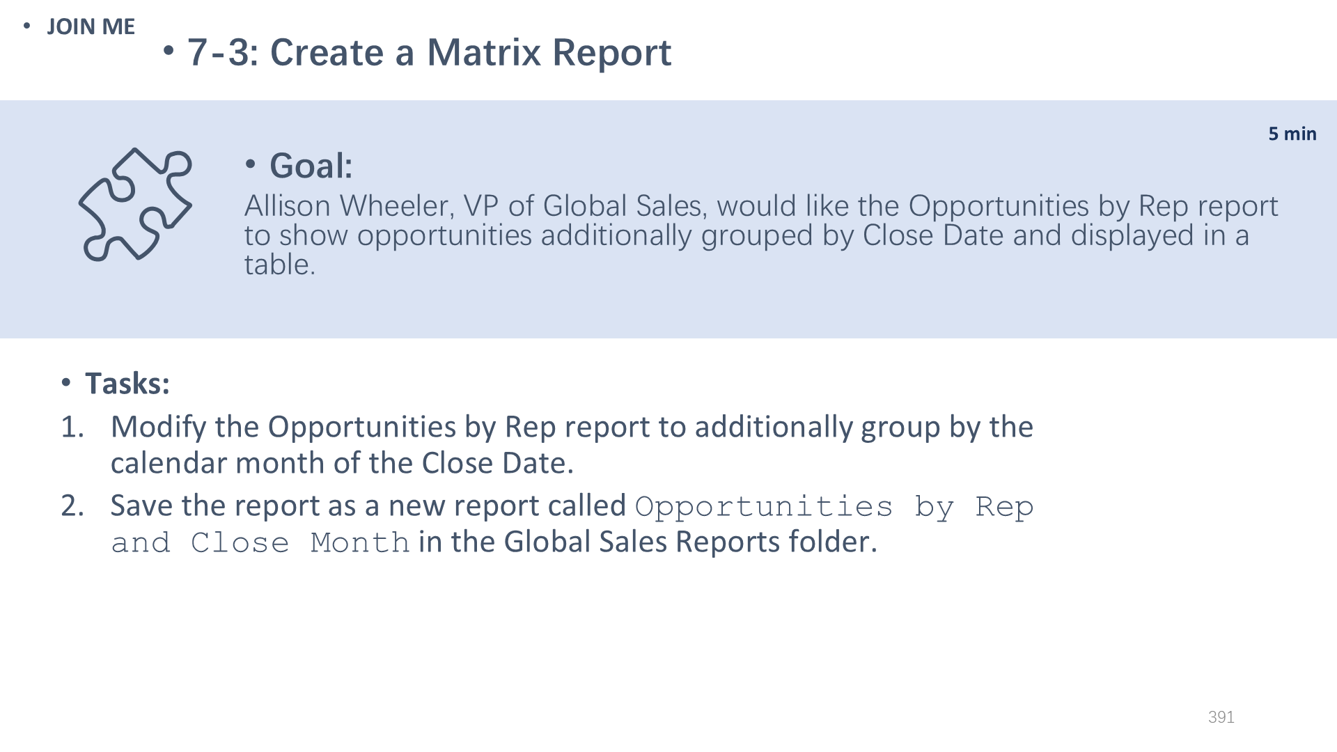 7-3: Create a Matrix Report