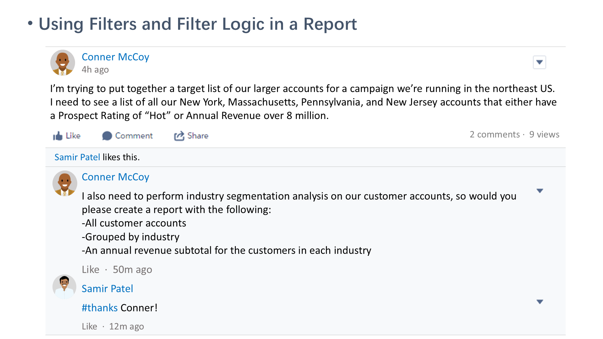 Using Filters and Filter Logic in a Report