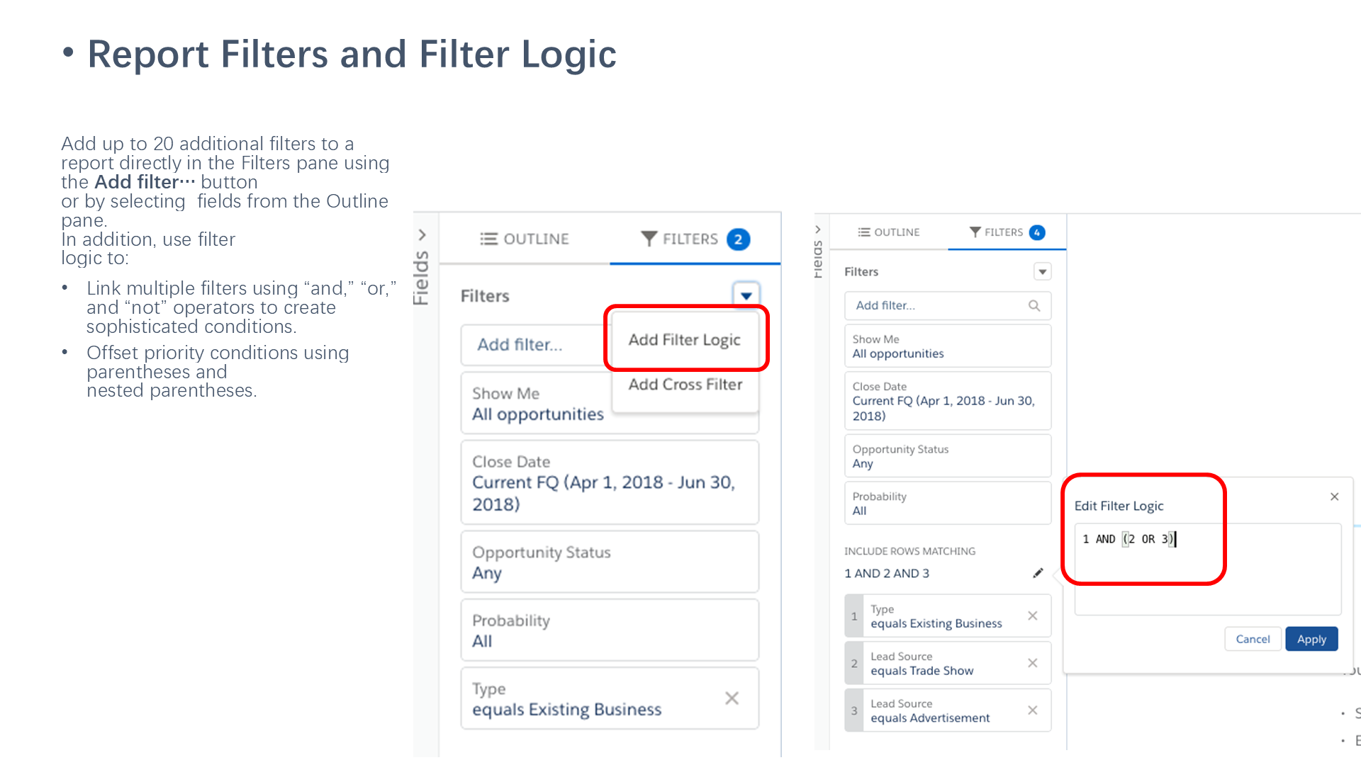 Report Filters and Filter Logic