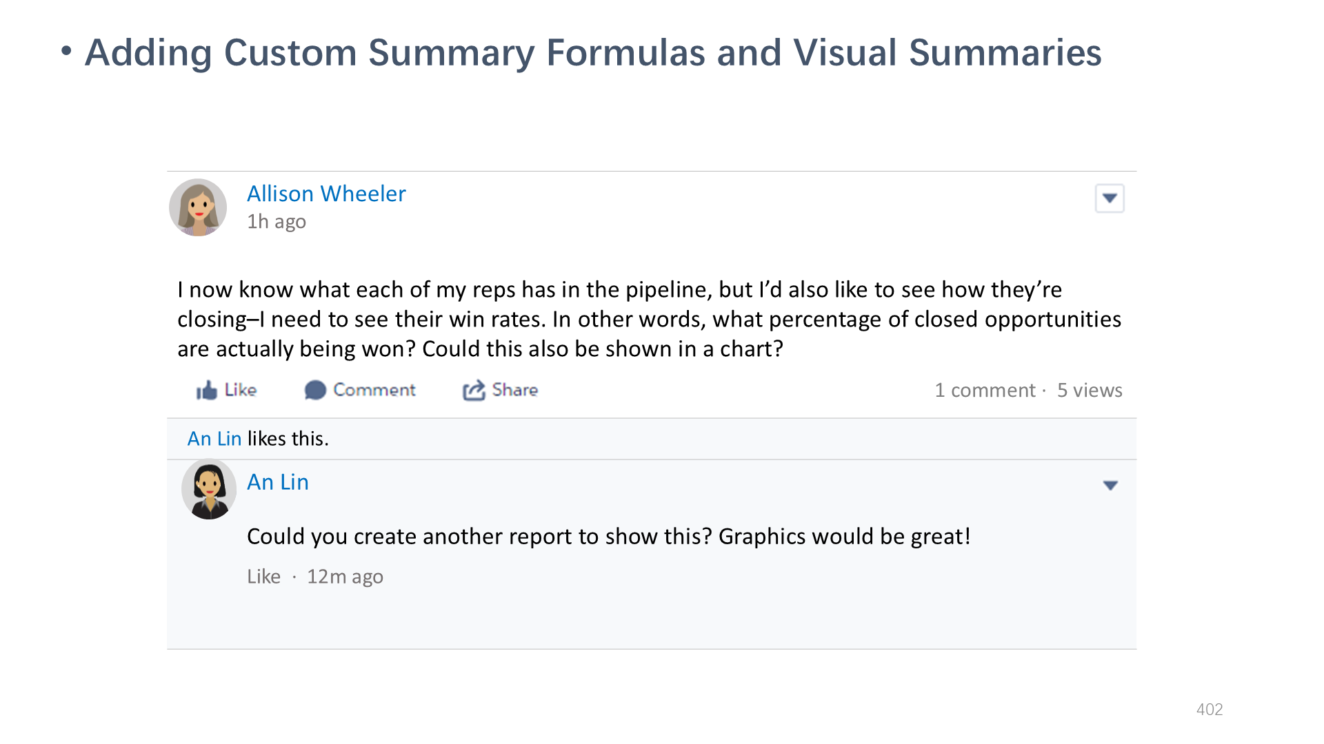 Adding Custom Summary Formulas and Visual Summaries