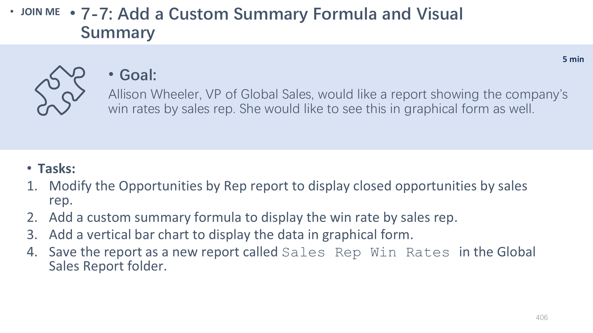 7-7: Add a Custom Summary Formula and Visual Summary