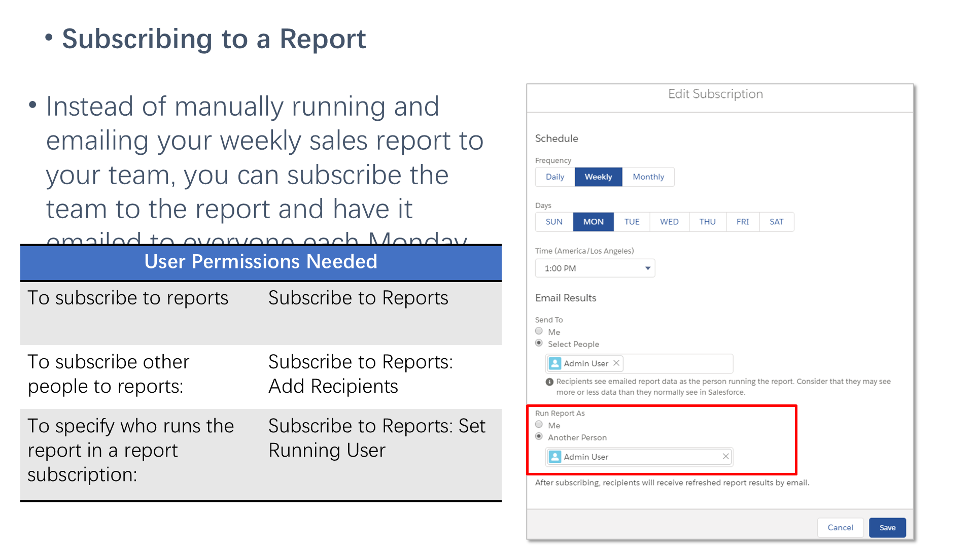 Subscribing to a Report