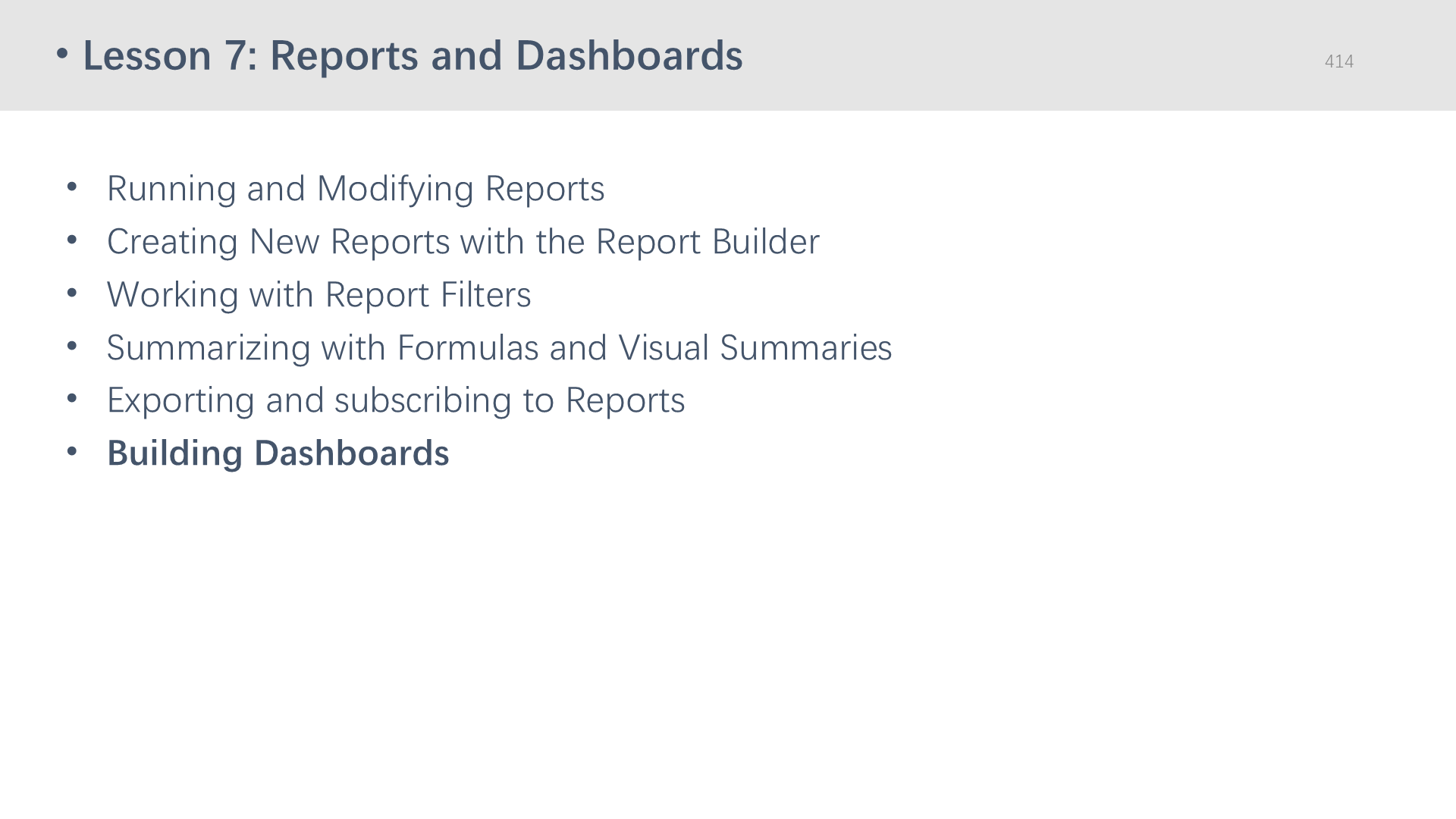Lesson 7: Reports and Dashboards