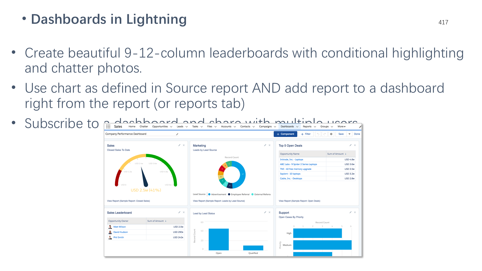 Dashboards in Lightning
