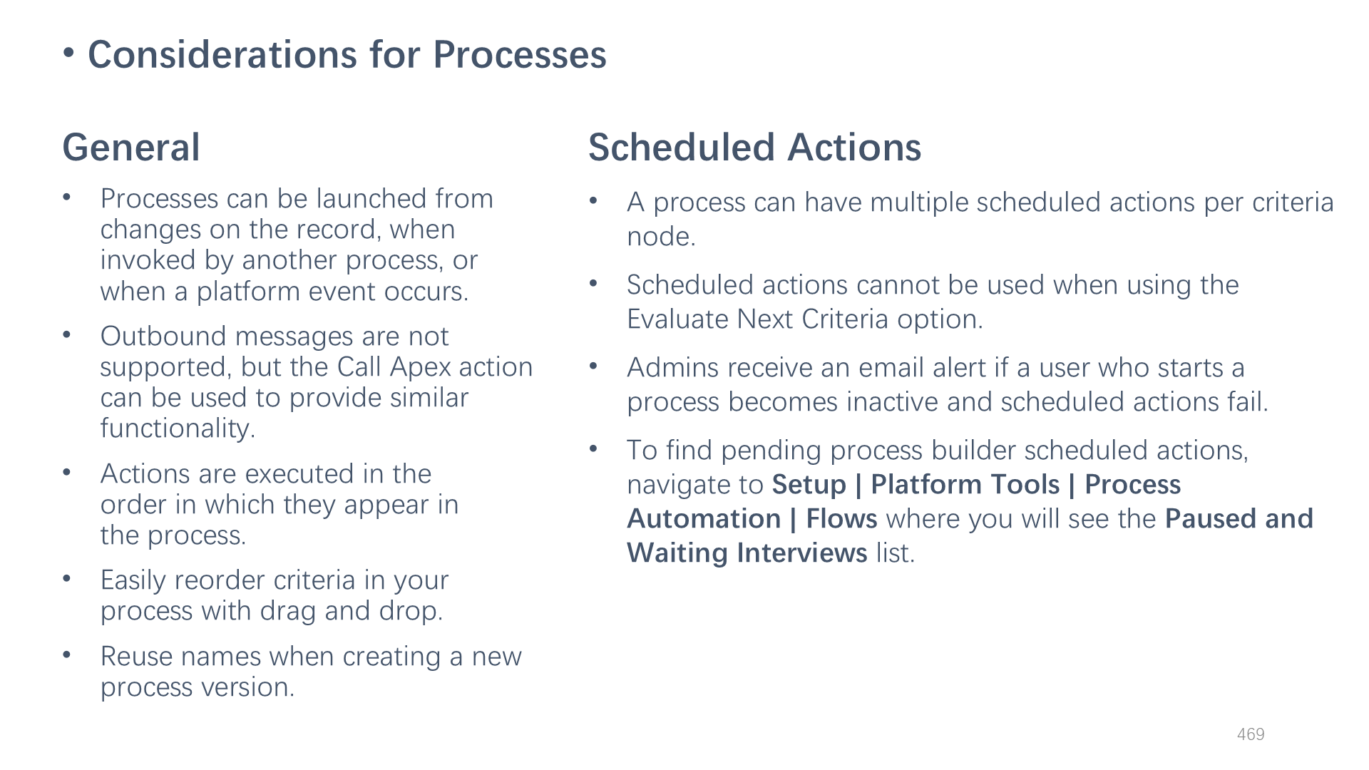 Considerations for Processes
