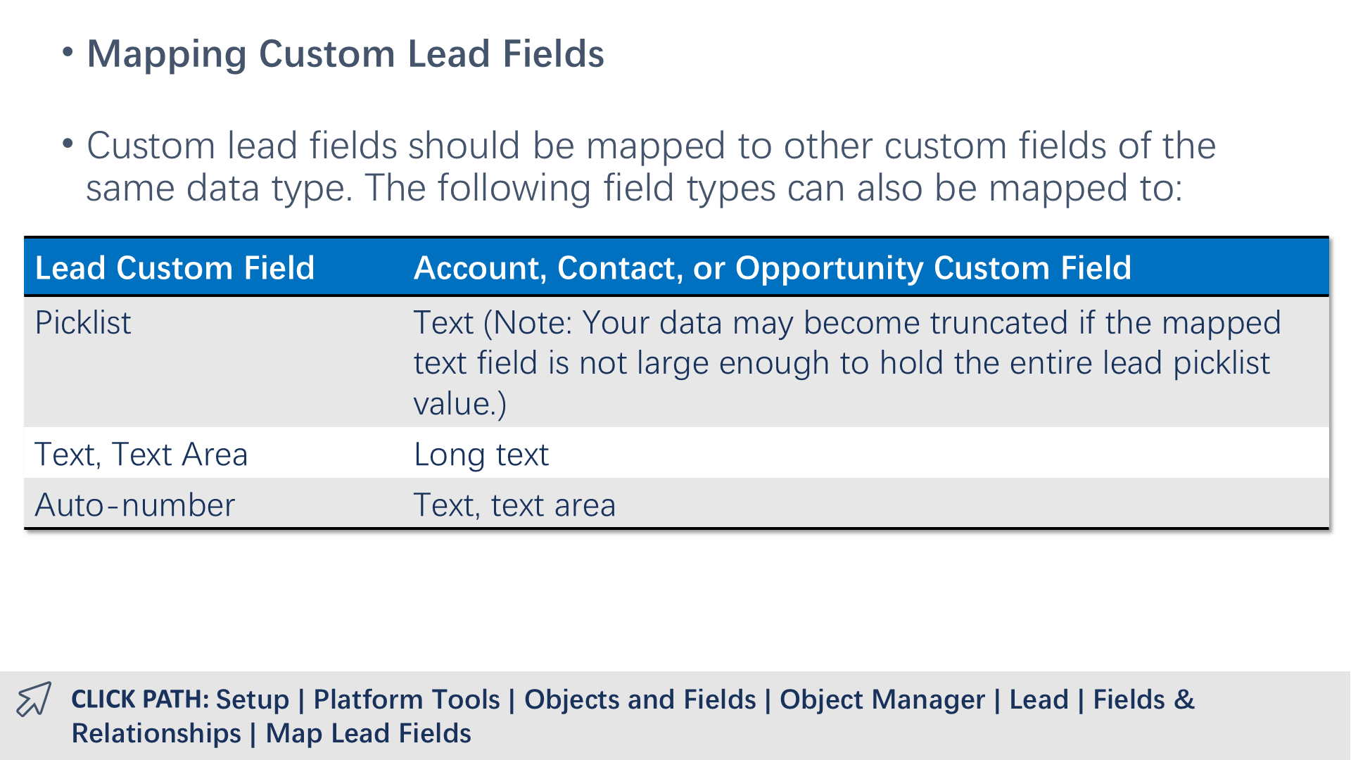 Mapping Custom Lead Fields