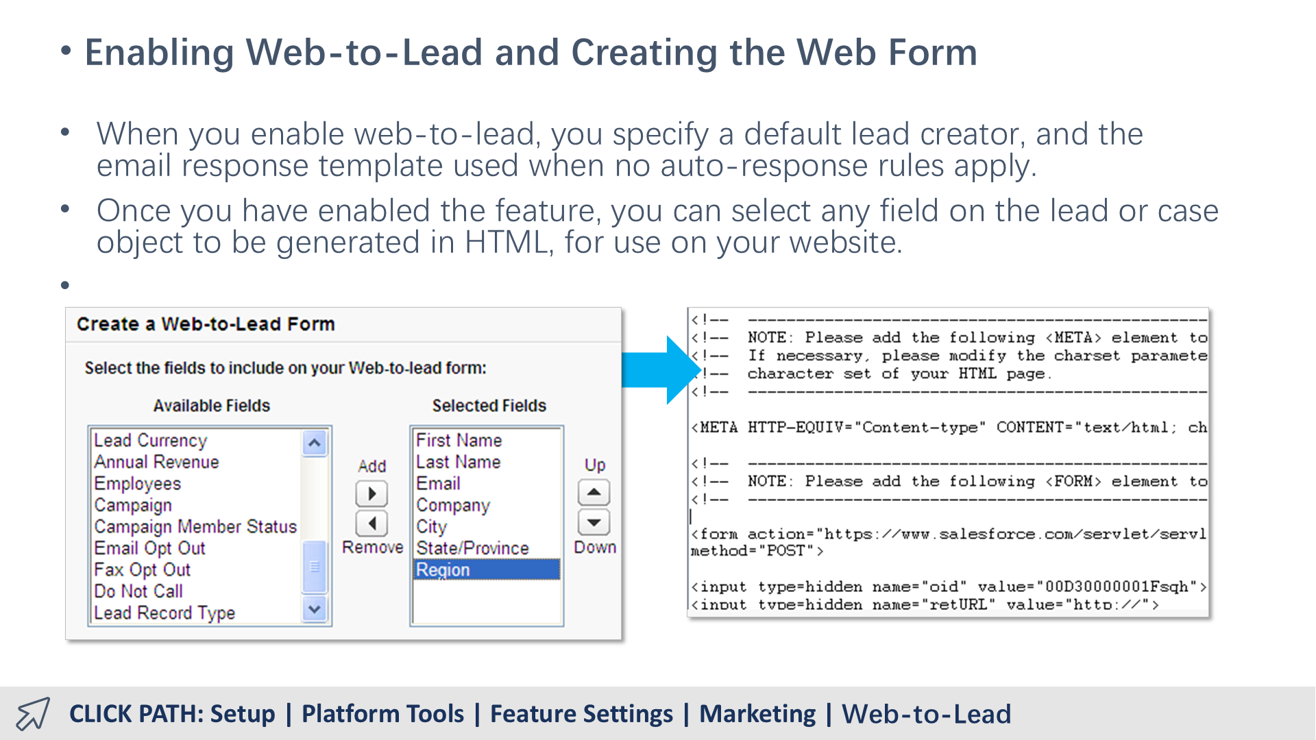Enabling Web-to-Lead and Creating the Web Form