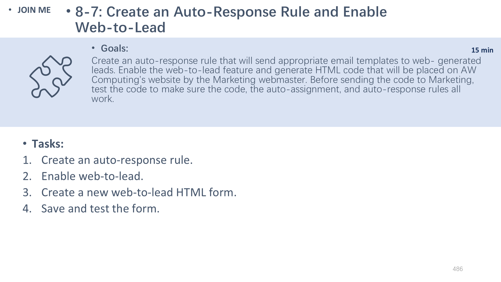8-7: Create an Auto-Response Rule and Enable Web-to-Lead