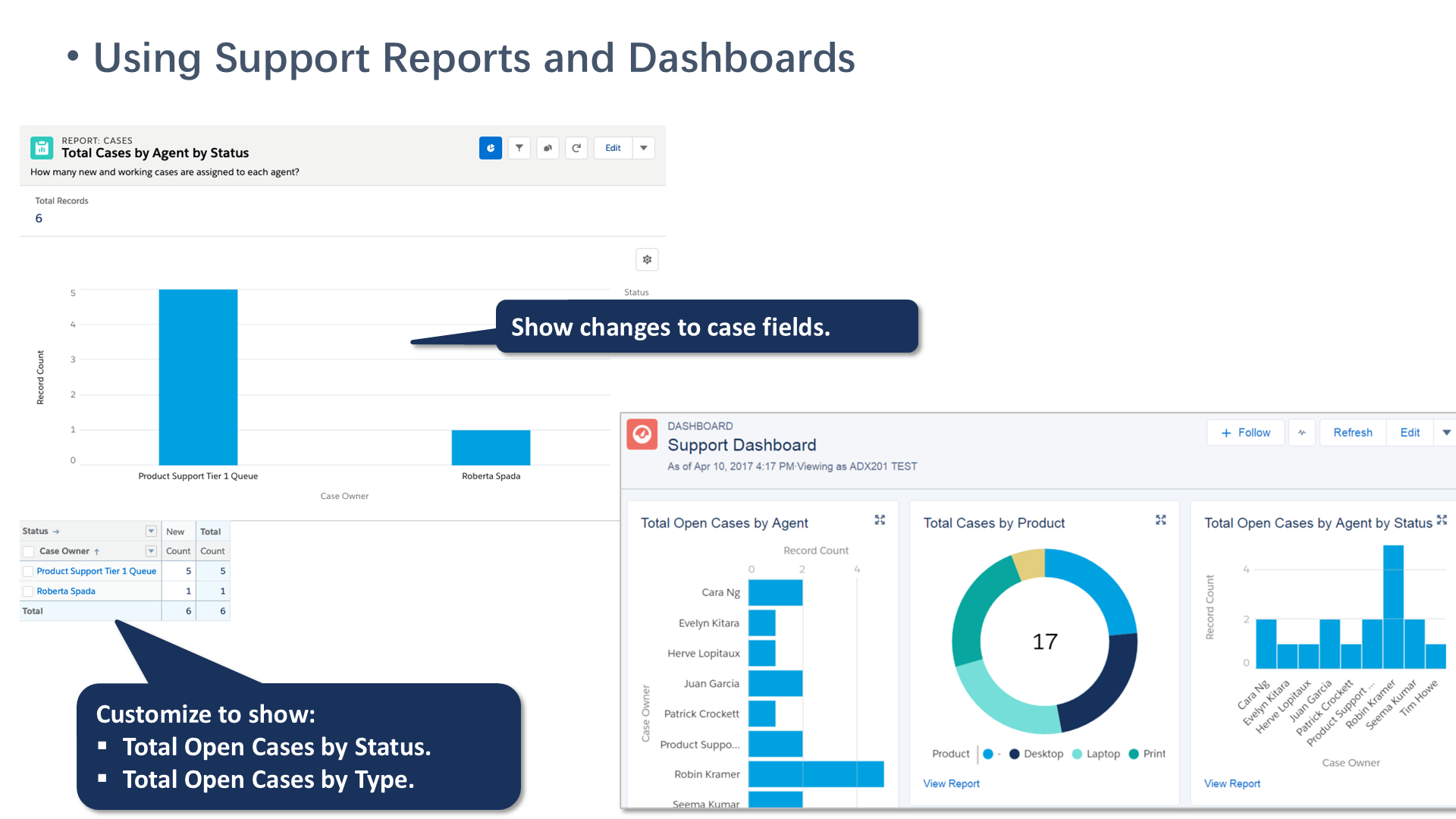 Using Support Reports and Dashboards