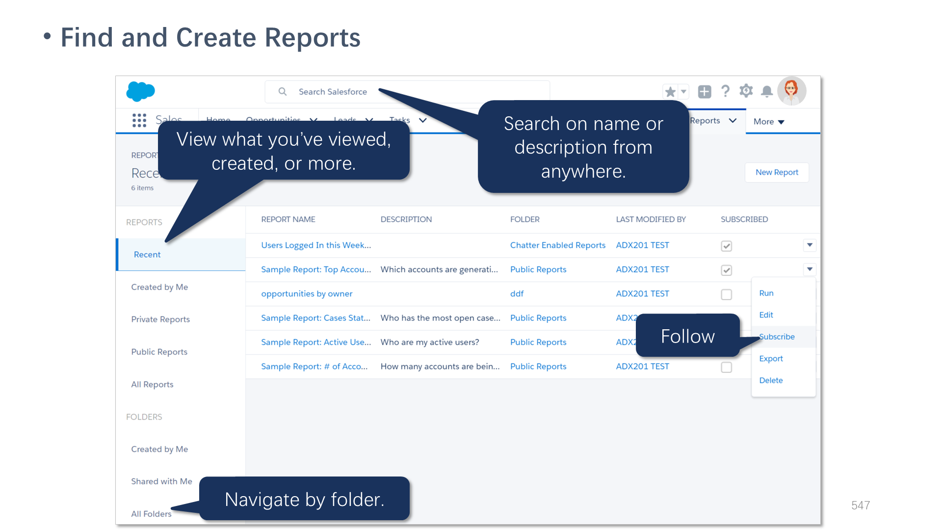 Find and Create Reports