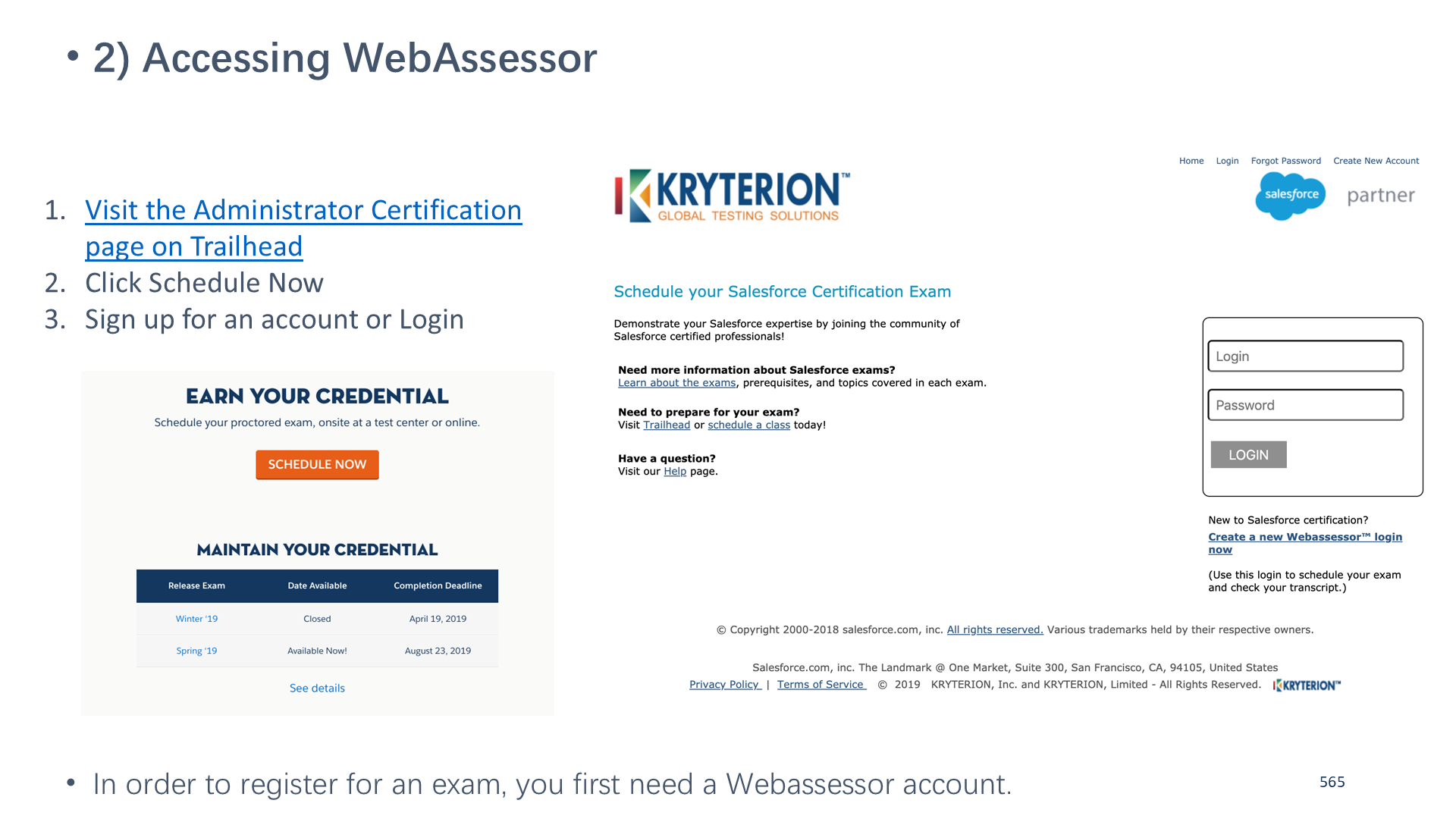 2) Accessing WebAssessor