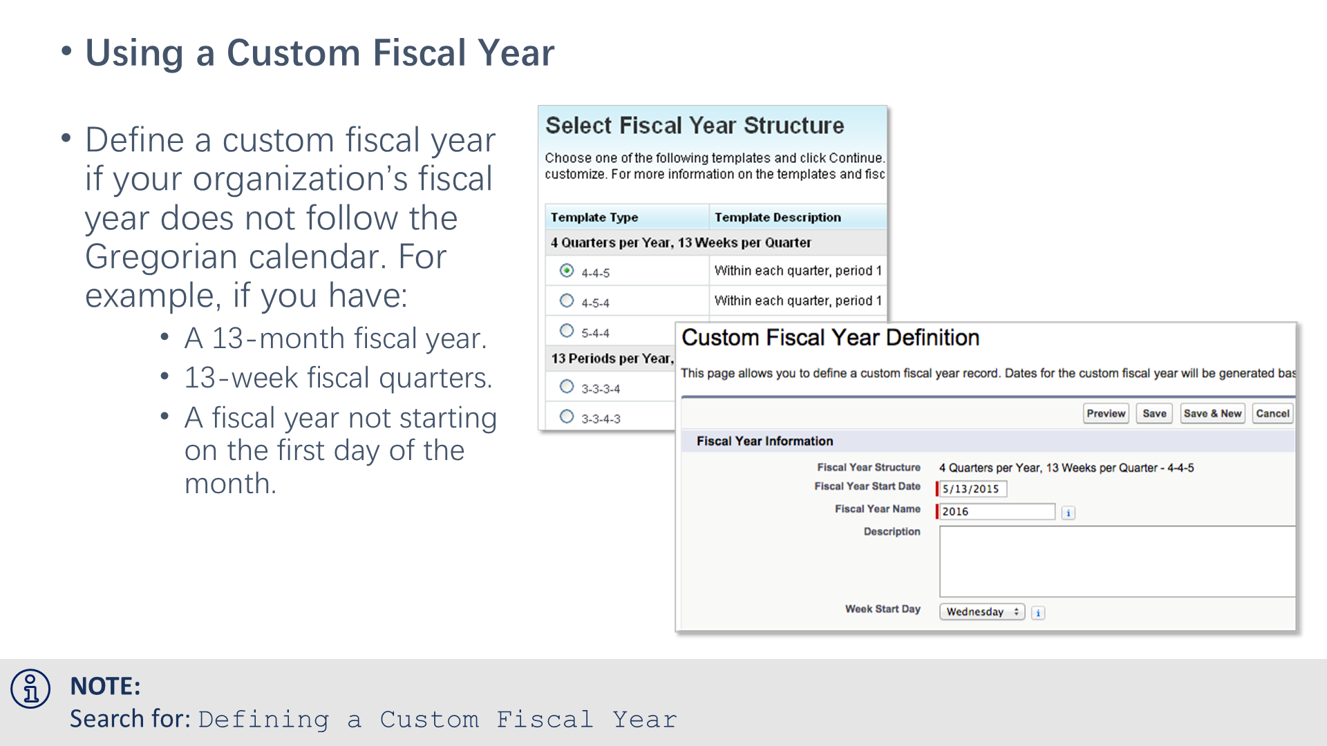 Using a Custom Fiscal Year