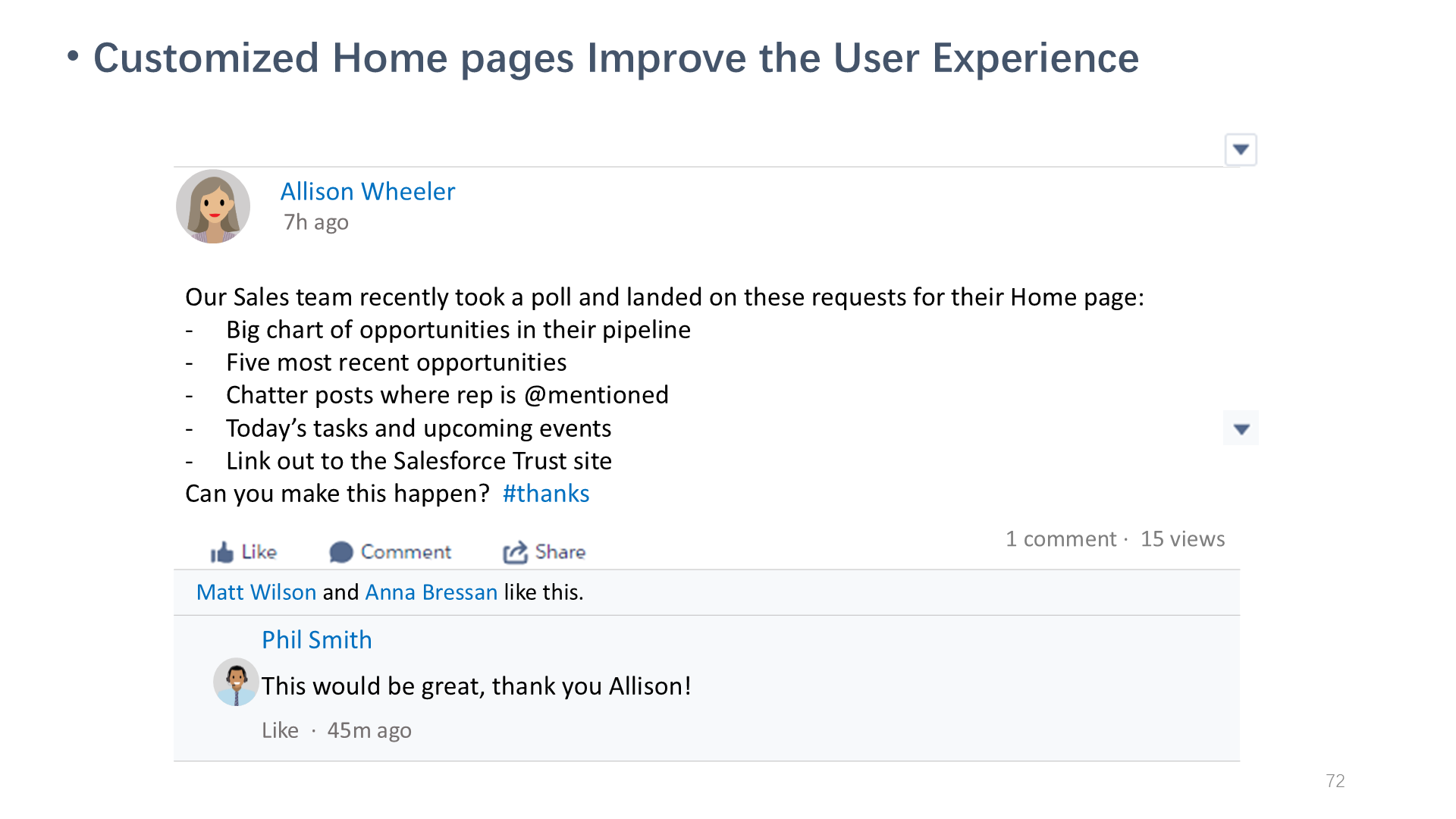 Customized Home pages Improve the User Experience