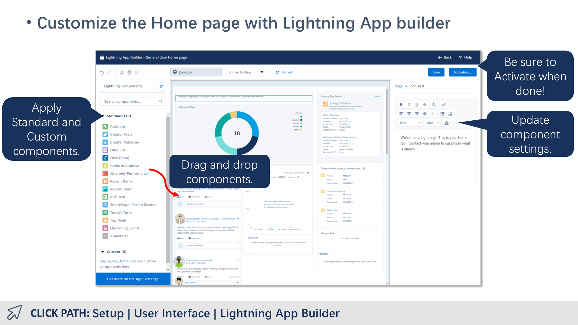Customize the Home page with Lightning App builder