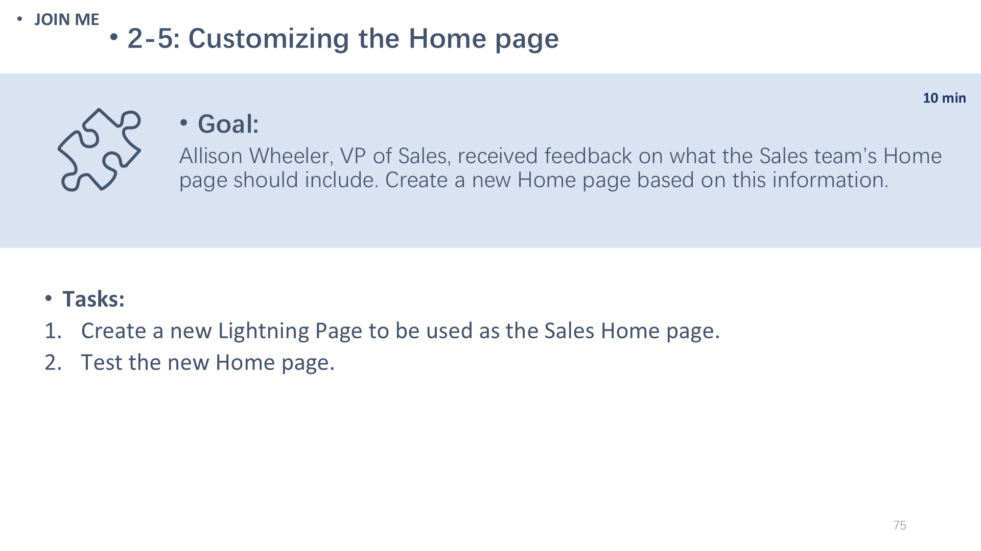 2-5: Customizing the Home page