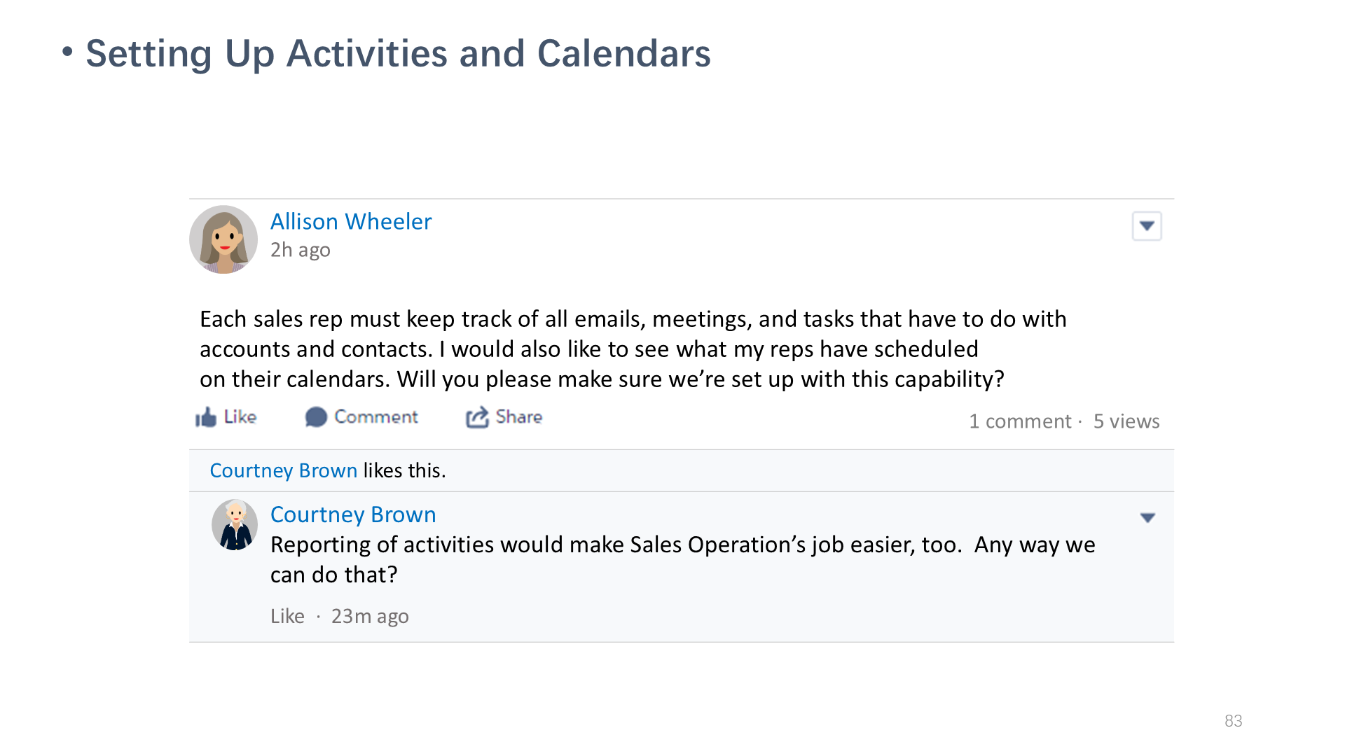 Setting Up Activities and Calendars