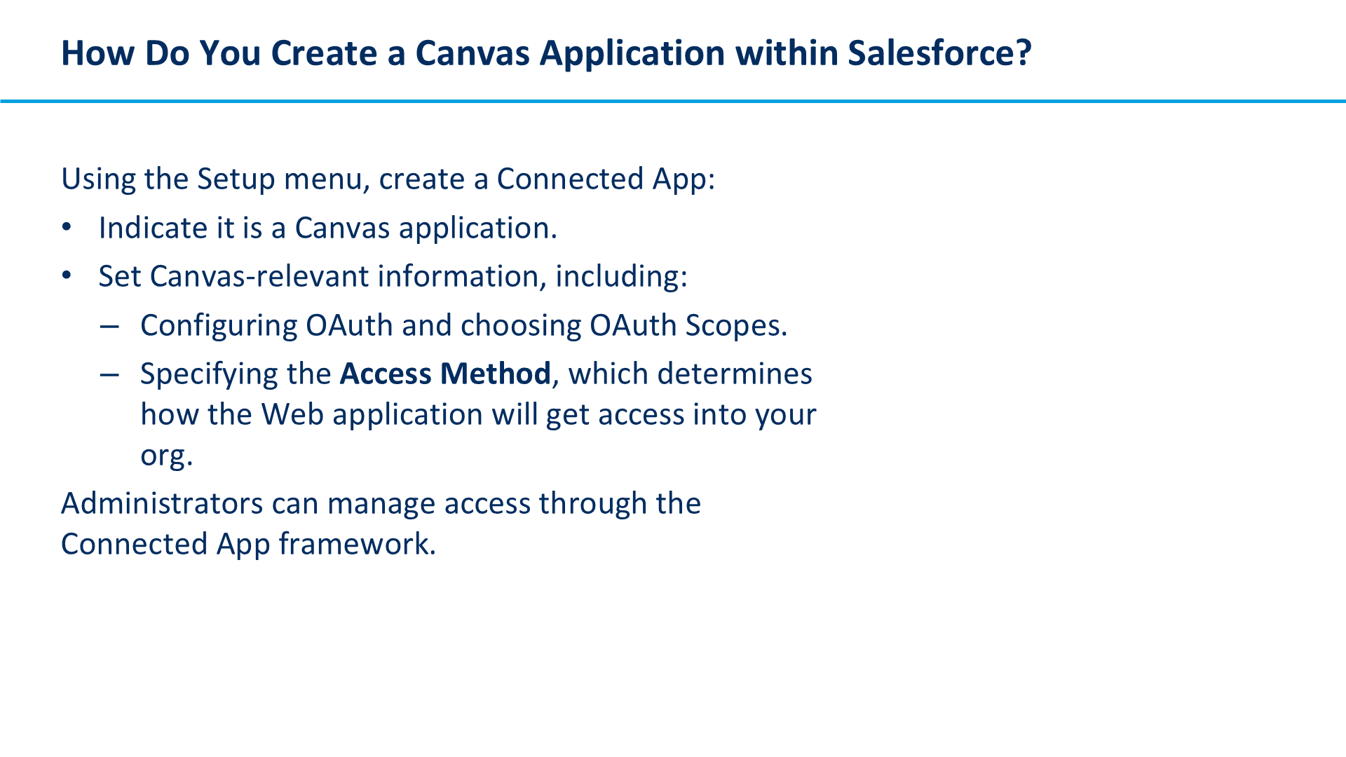 How Do You Create a Canvas Application within Salesforce?