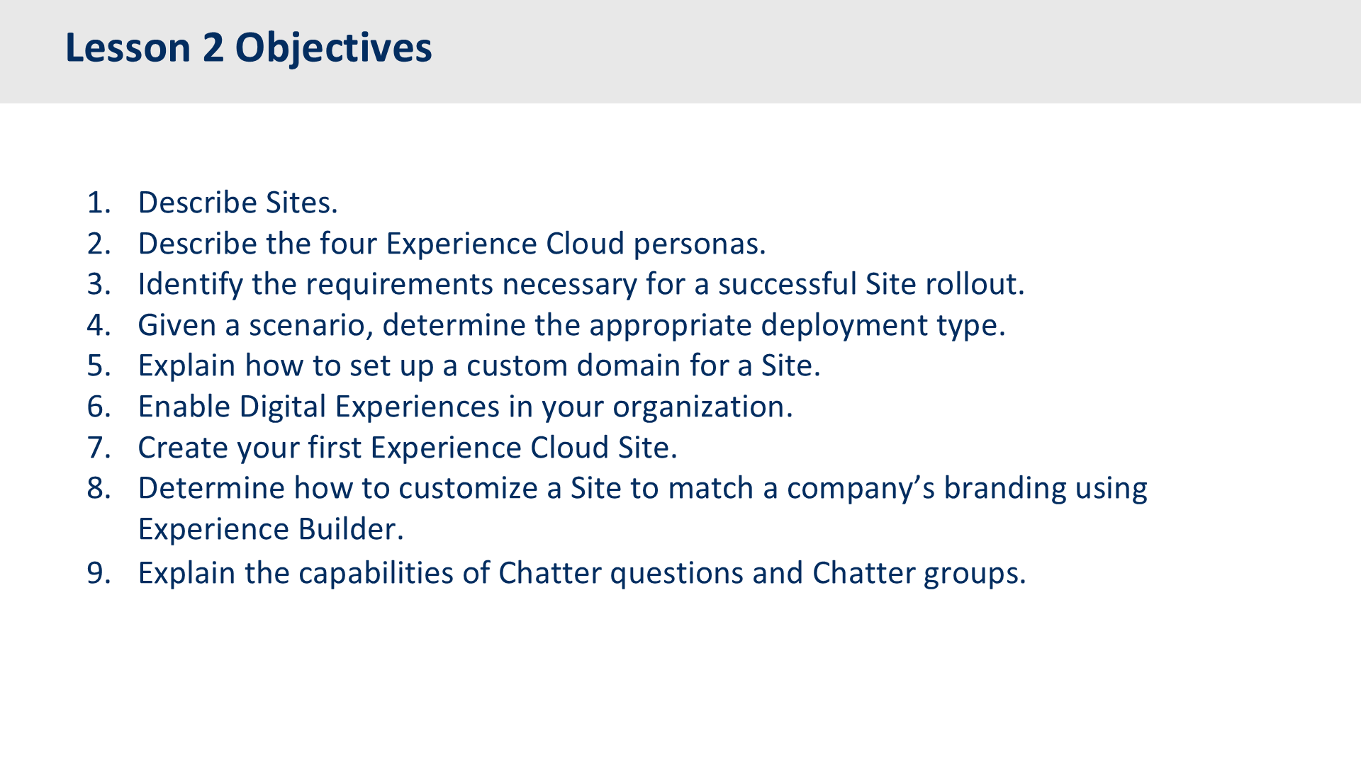 Lesson 2 Objectives