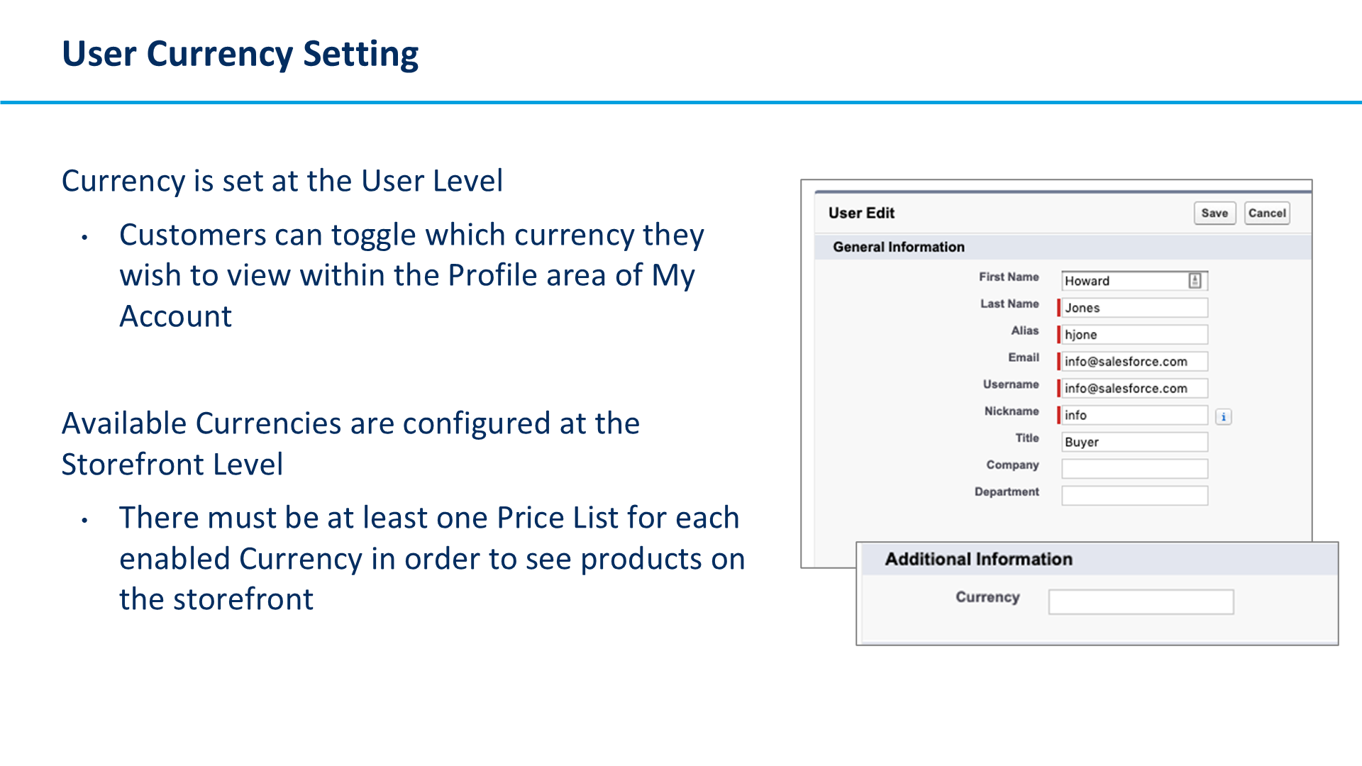 User Currency Setting