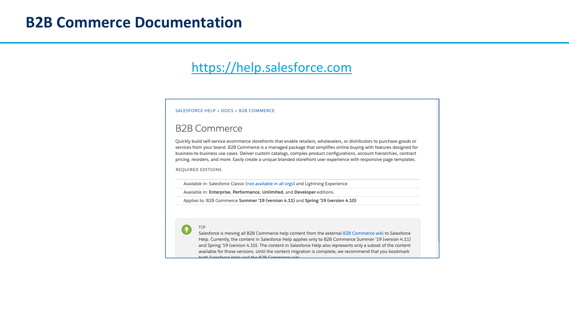B2B Commerce Documentation