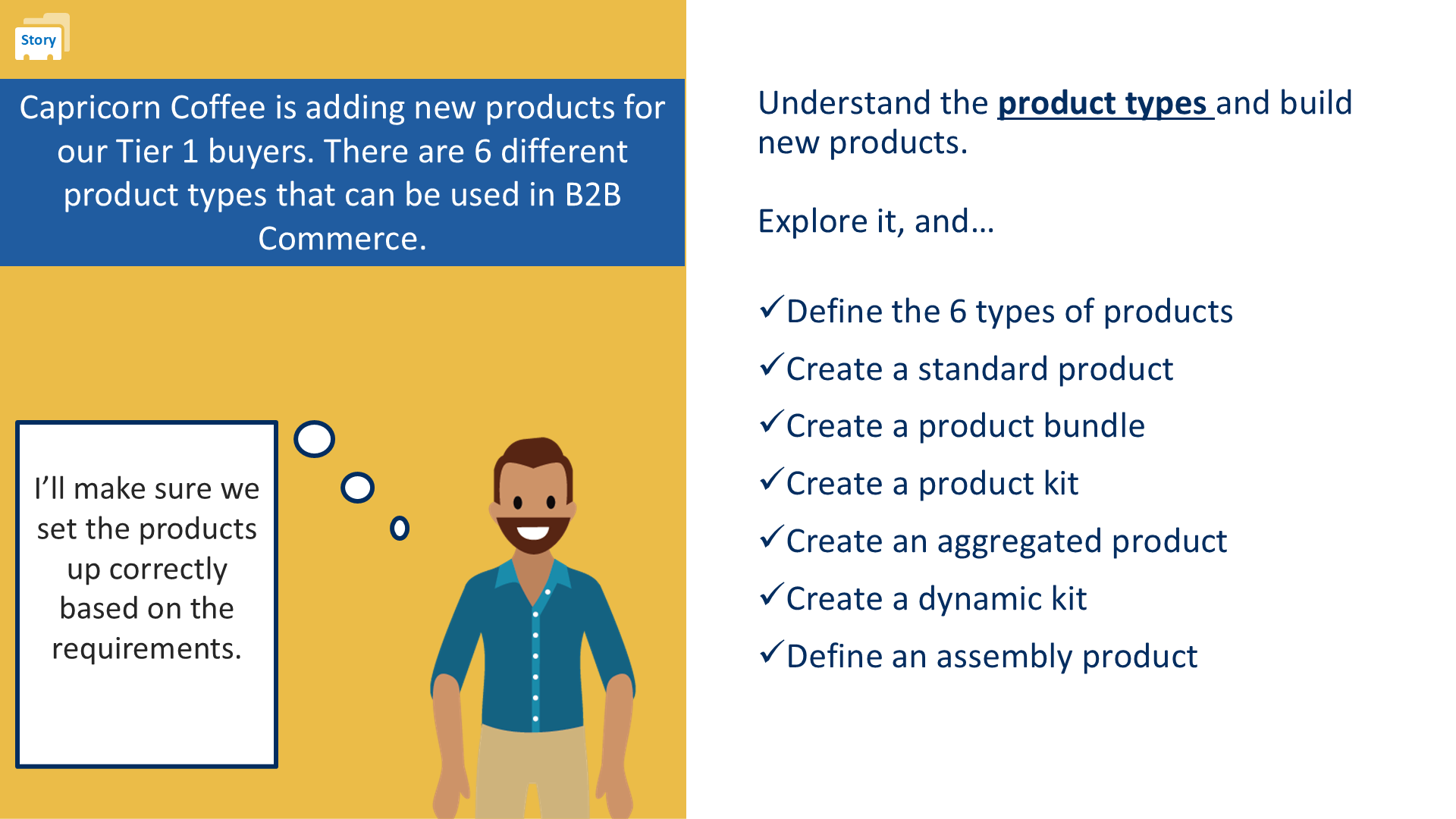 I’ll make sure we set the products up correctly based on the requirements.