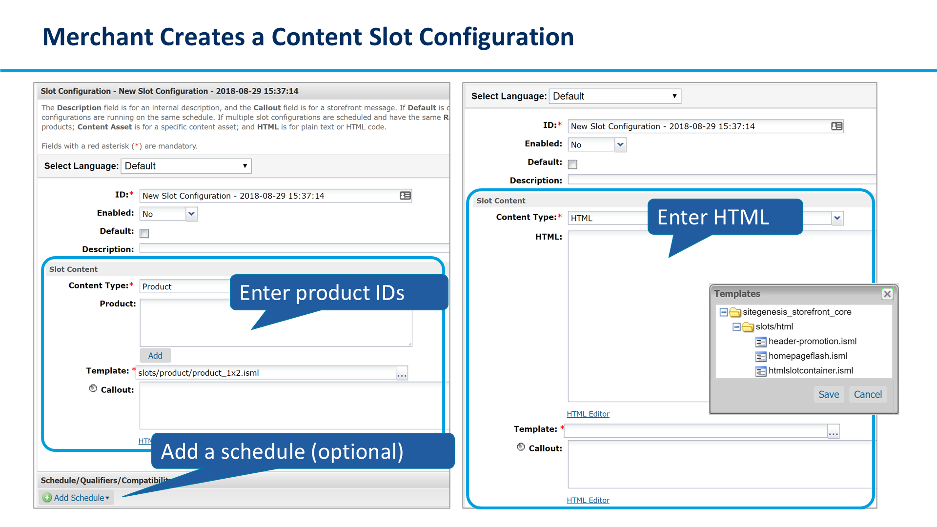 Merchant Creates a Content Slot Configuration